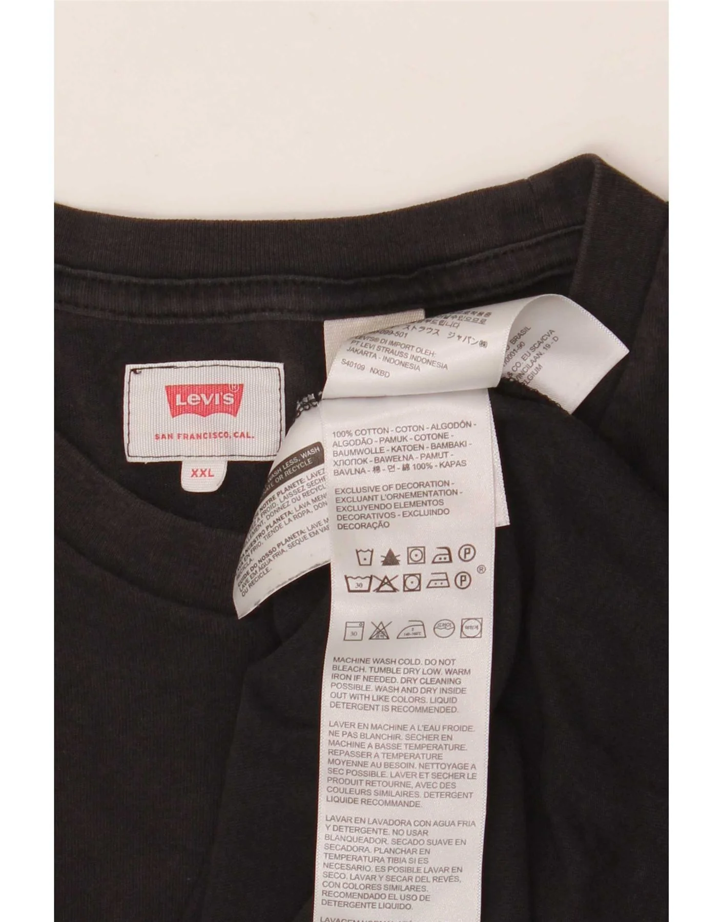 Levi's Mens T-Shirt Top 2XL Black Cotton - Image 4