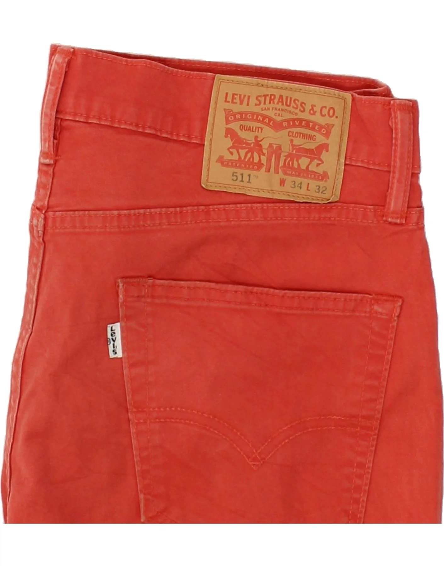 LEVI'S Mens Tapered Casual Trousers W34 L32 Orange Cotton - Image 3