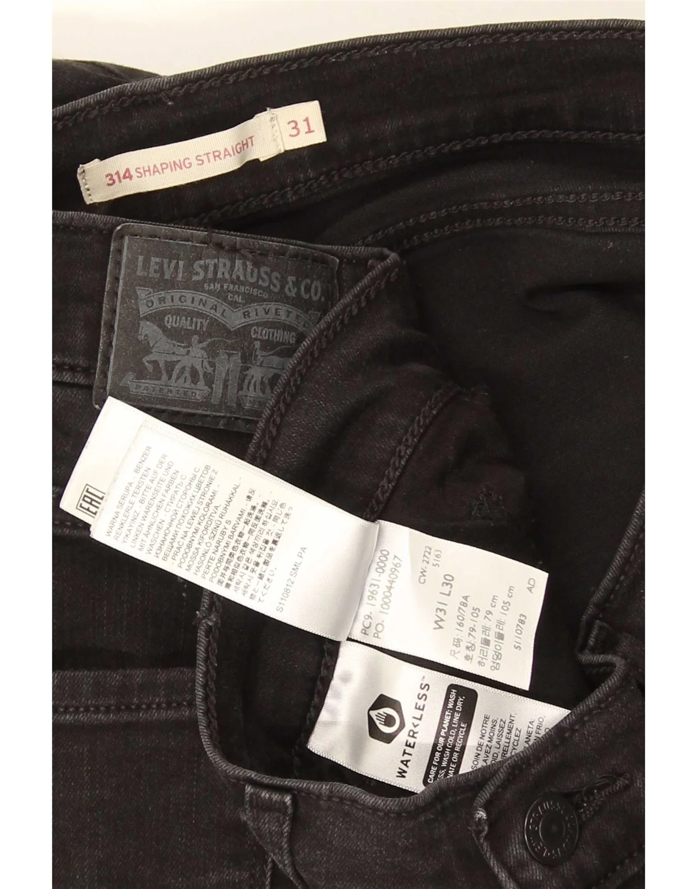 Levi's Womens 314 Shaping Straight Jeans W31 L30 Black Cotton - Image 4