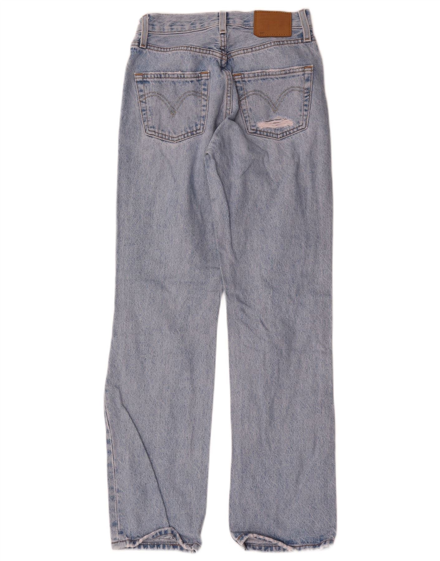 Levi's Womens 501 Distressed Straight Jeans W23 L30 Blue Cotton - Image 2