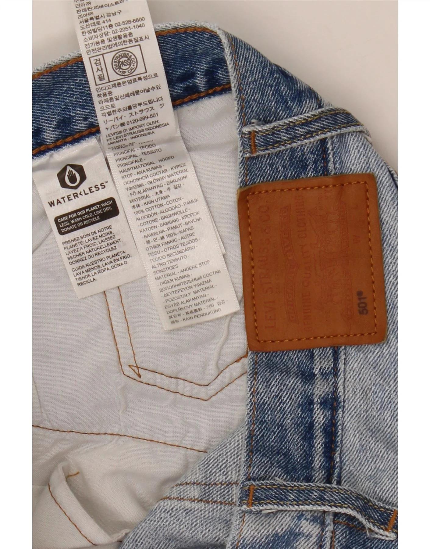 Levi's Womens 501 Distressed Straight Jeans W27 L30 Blue Colourblock Cotton - Image 3