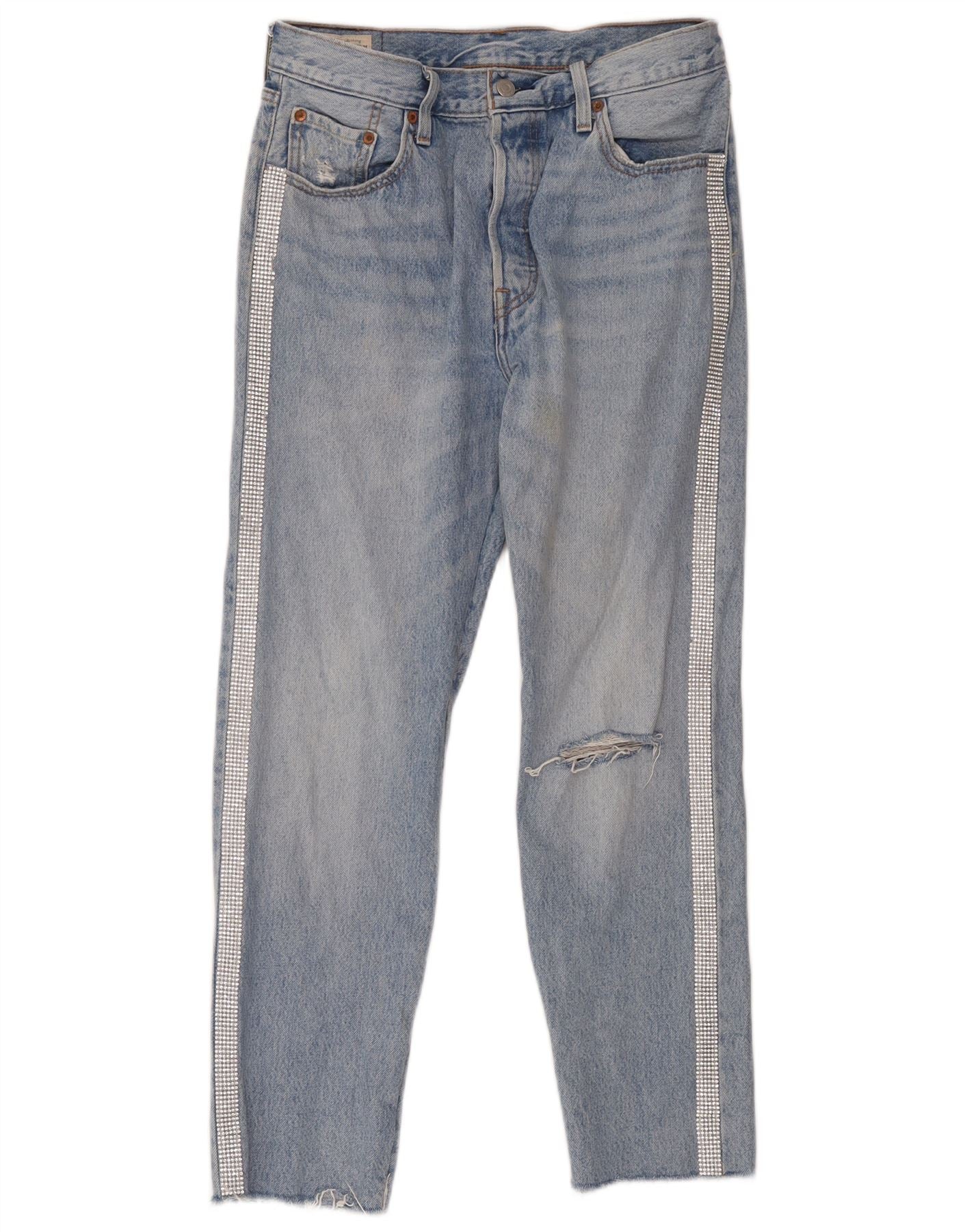 Levi's Womens 501 Distressed Straight Jeans W29 L28 Blue Cotton