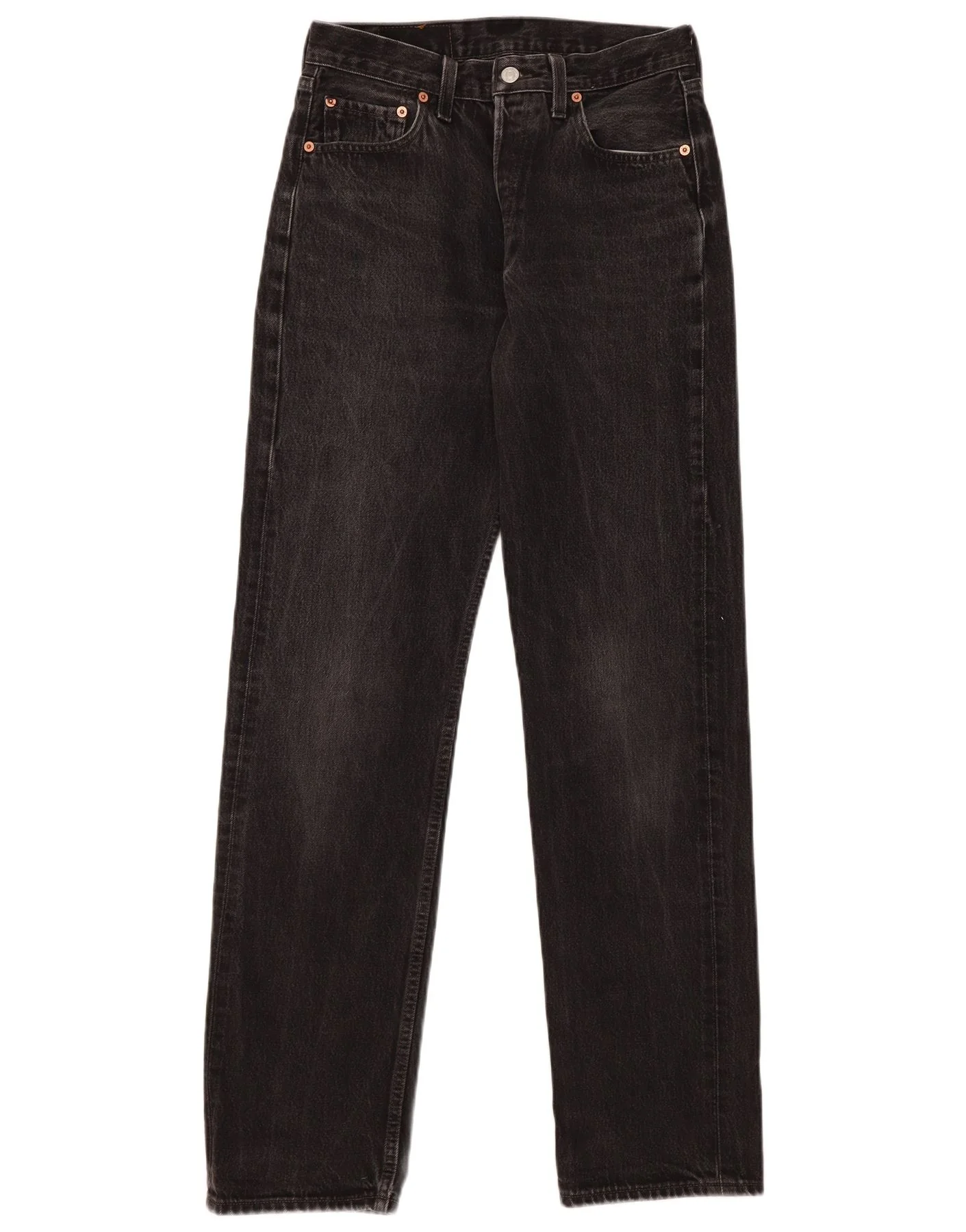 Levi's Womens 501 High Waist Straight Jeans W31 L34 Black Cotton