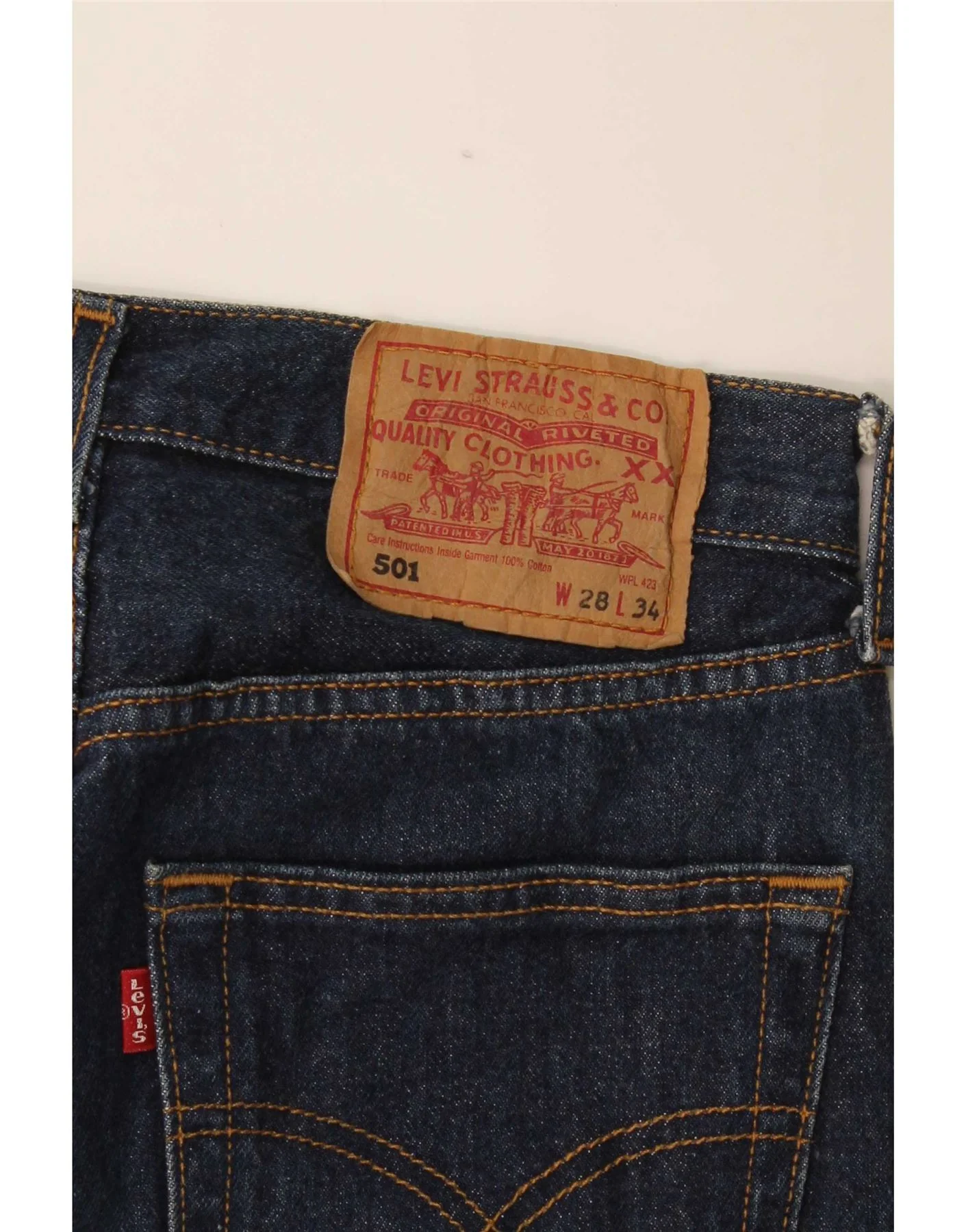 Levi's Womens 501 Straight Jeans W28 L26 Navy Blue Cotton - Image 3