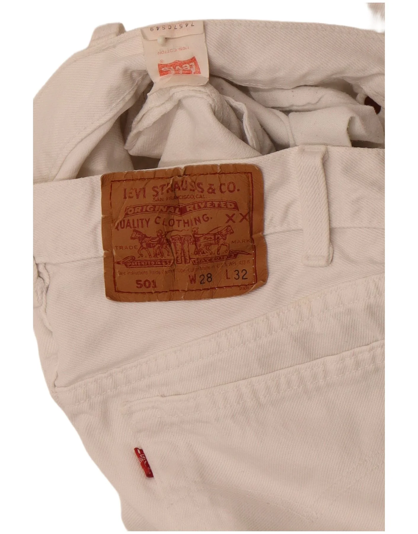 Levi's Womens 501 Straight Jeans W28 L32 White Cotton - Image 6