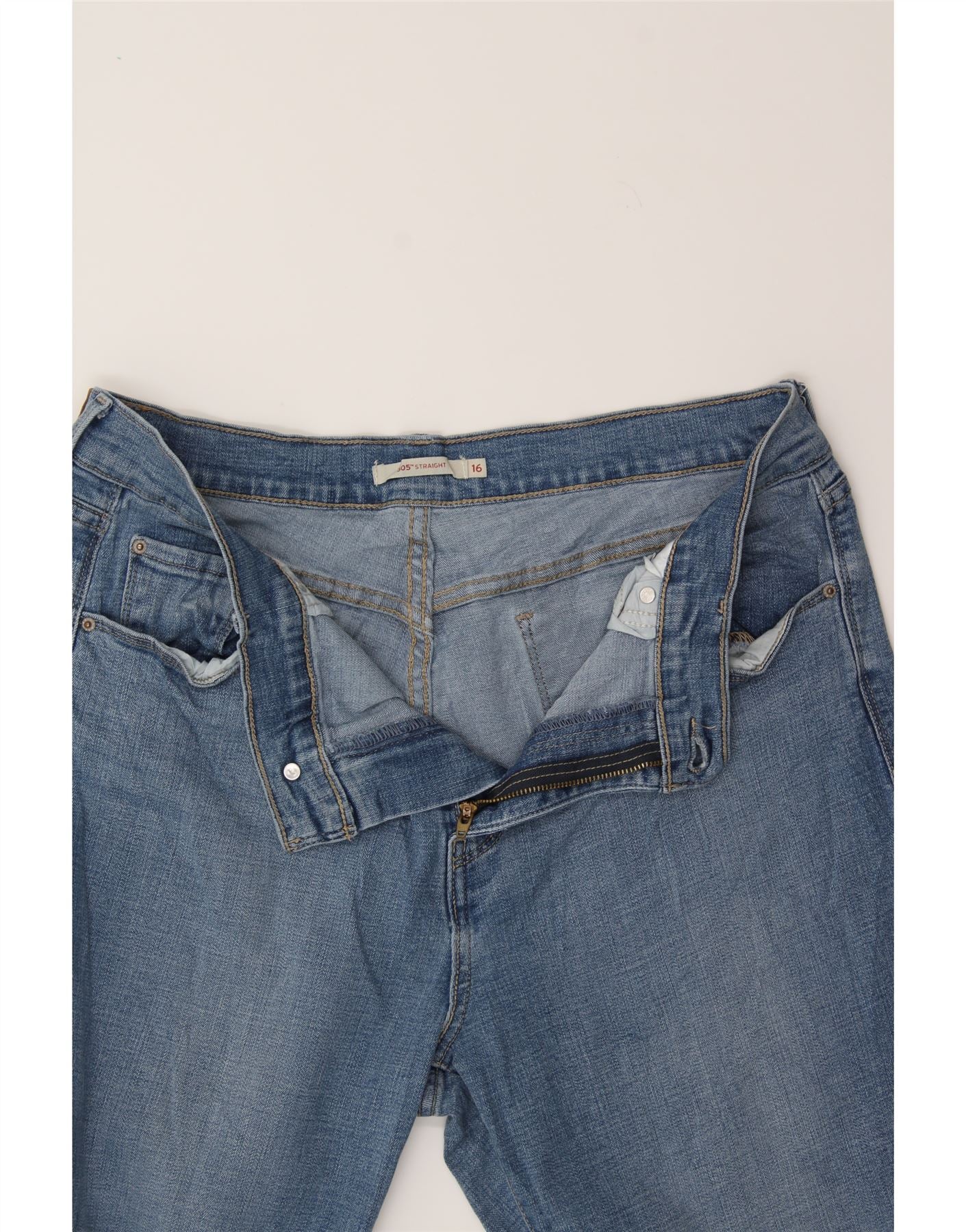 LEVI'S Womens 505 High Rise Straight Jeans US 16 2XL W34 L32 Blue Cotton - Image 3