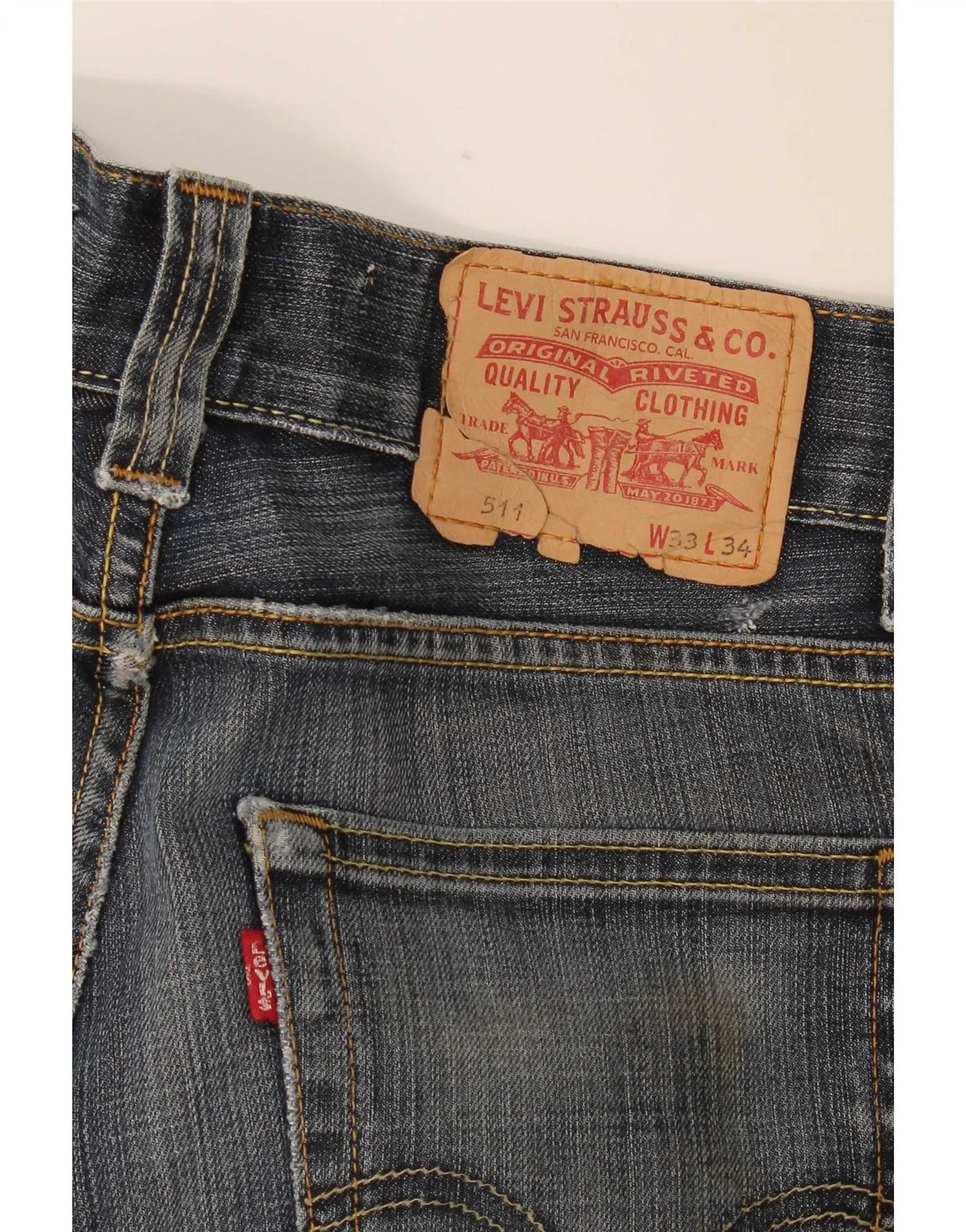 Levi's Womens 511 Slim Jeans W33 L34 Navy Blue Cotton - Image 4