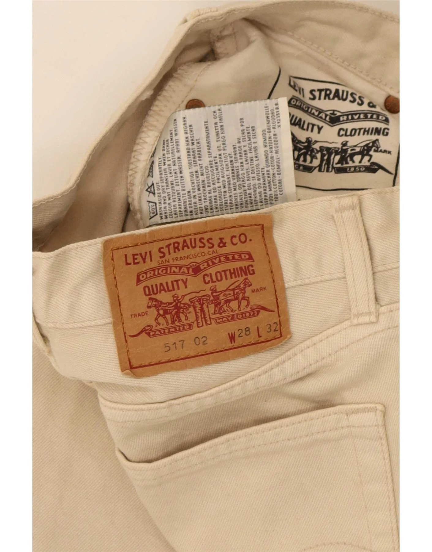 Levi's Womens 517 Straight Casual Trousers W28 L28 Beige Cotton - Image 3