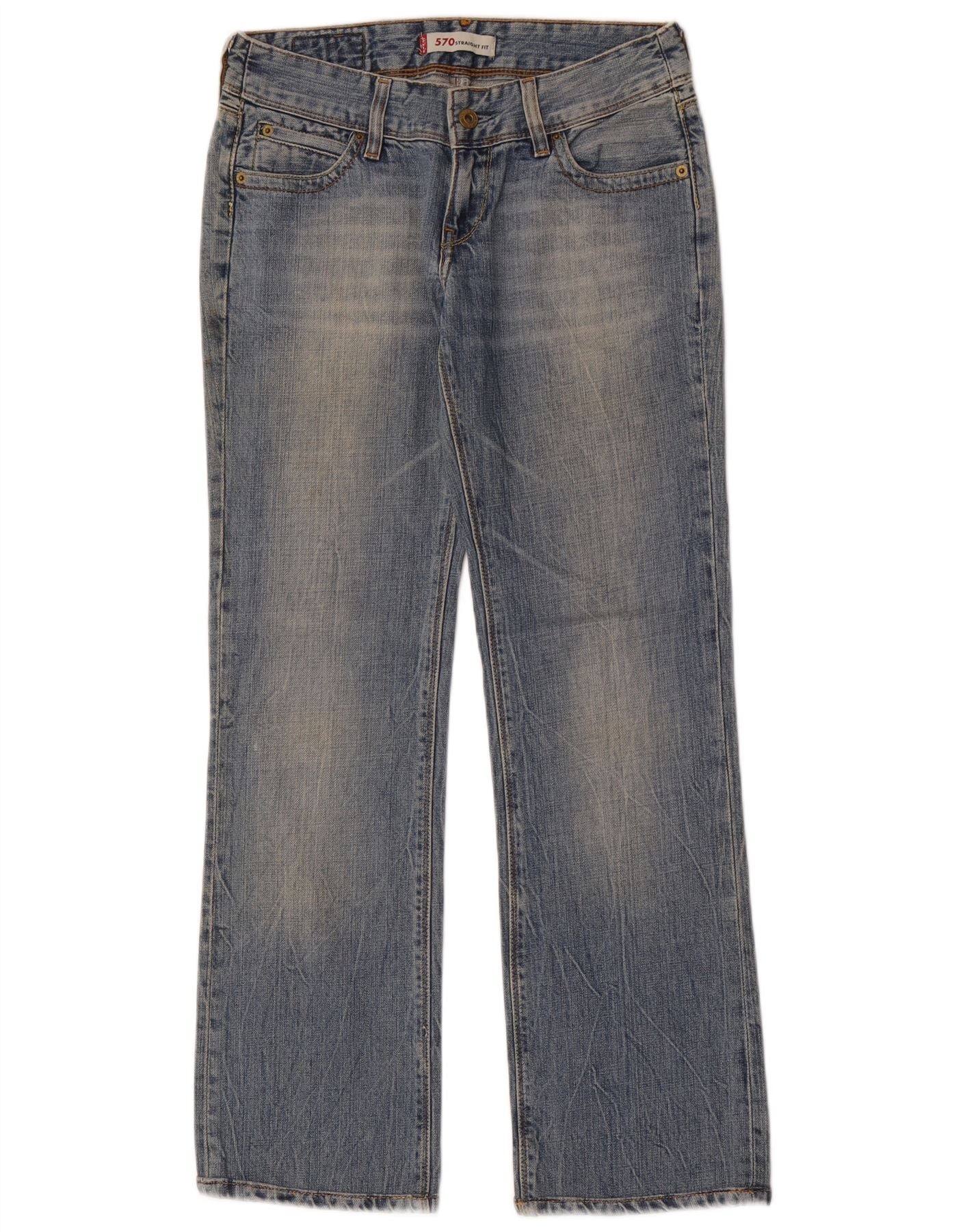 Levi's Womens 570 Straight Jeans W28 L30 Blue Cotton