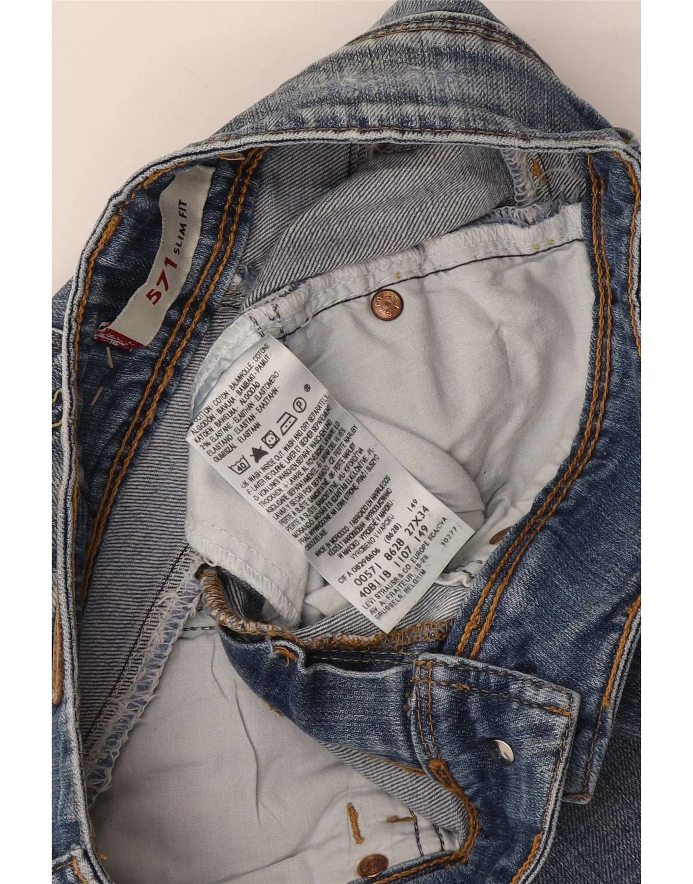 Levi's Womens 571 Slim Jeans W27 L34 Blue Cotton - Image 3