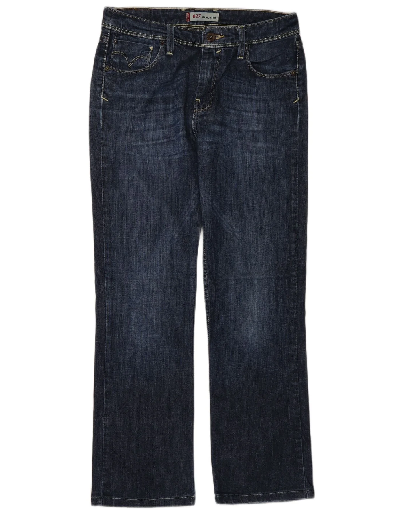 Levi's Womens 627 Straight Jeans W29 L28 Navy Blue Cotton