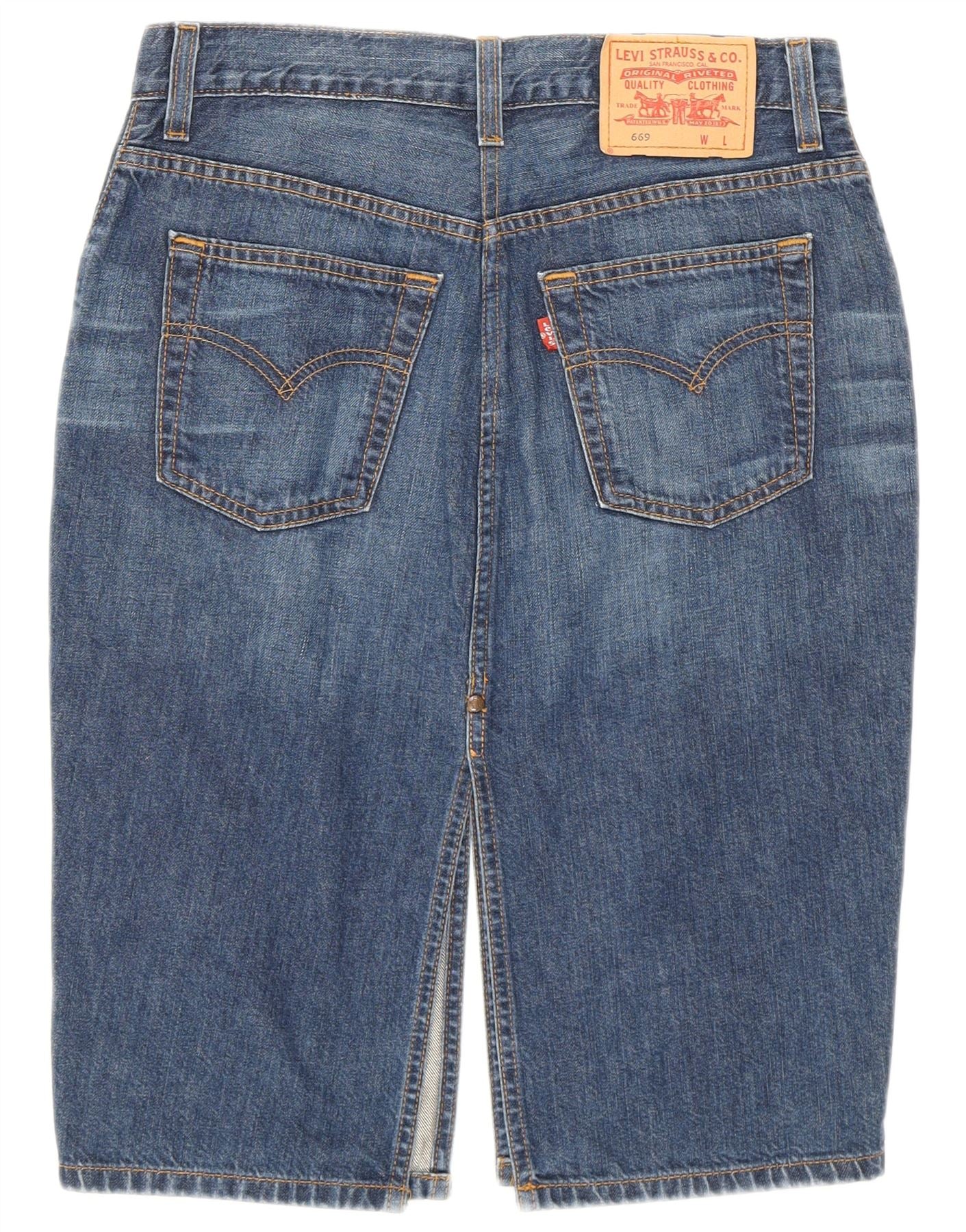Levi's Womens 669 Denim Skirt W28 Medium Navy Blue Cotton - Image 2