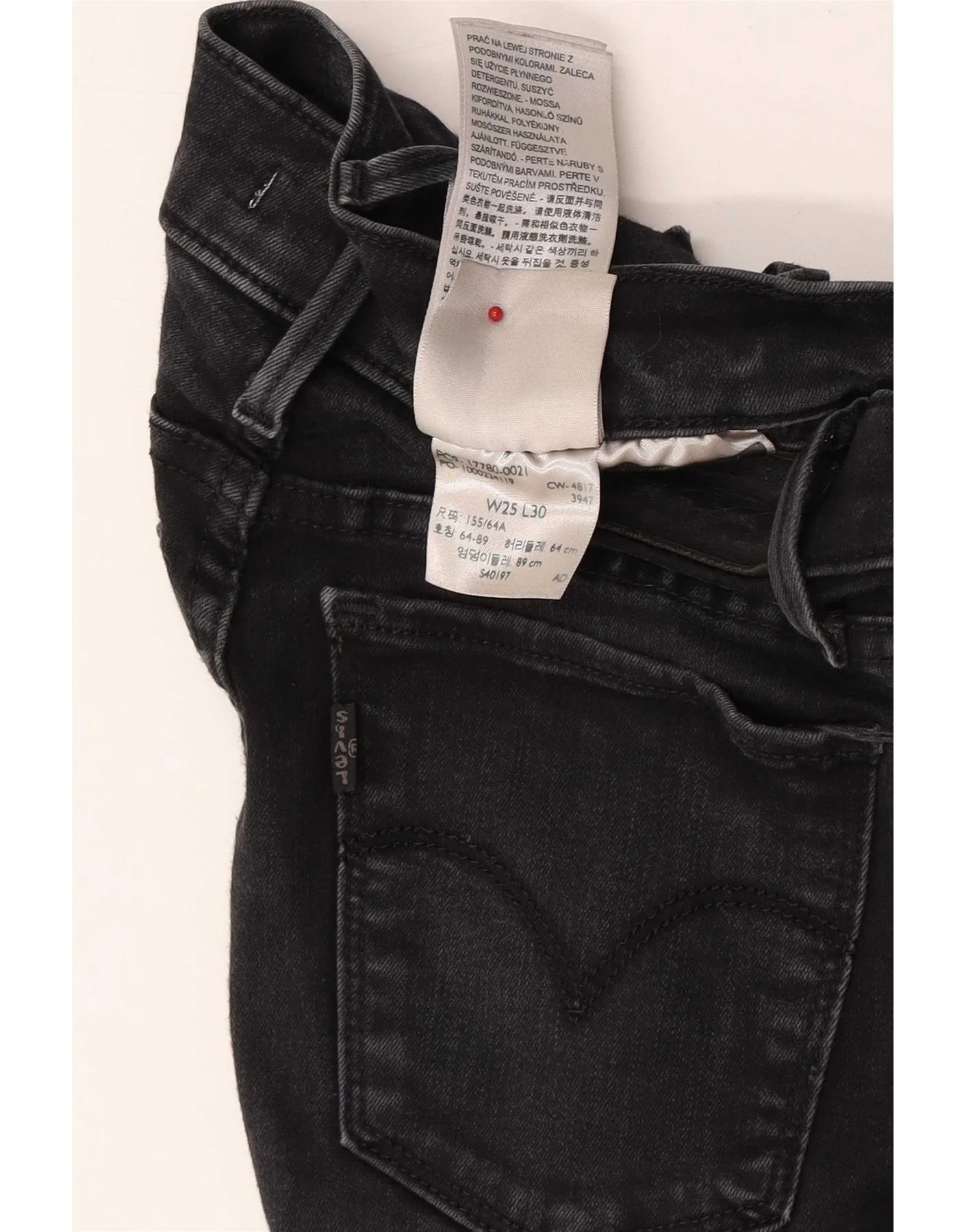 Levi's Womens 710 Super Skinny Jeans W25 L30 Black Cotton - Image 3