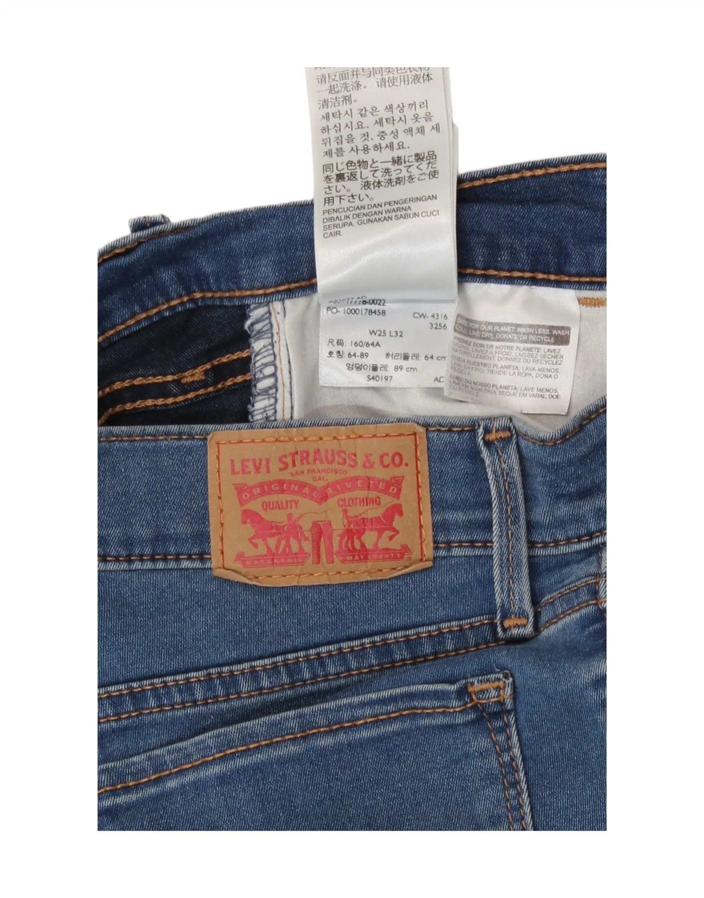 Levi's Womens 710 Super Skinny Jeans W25 L32 Blue Cotton - Image 3