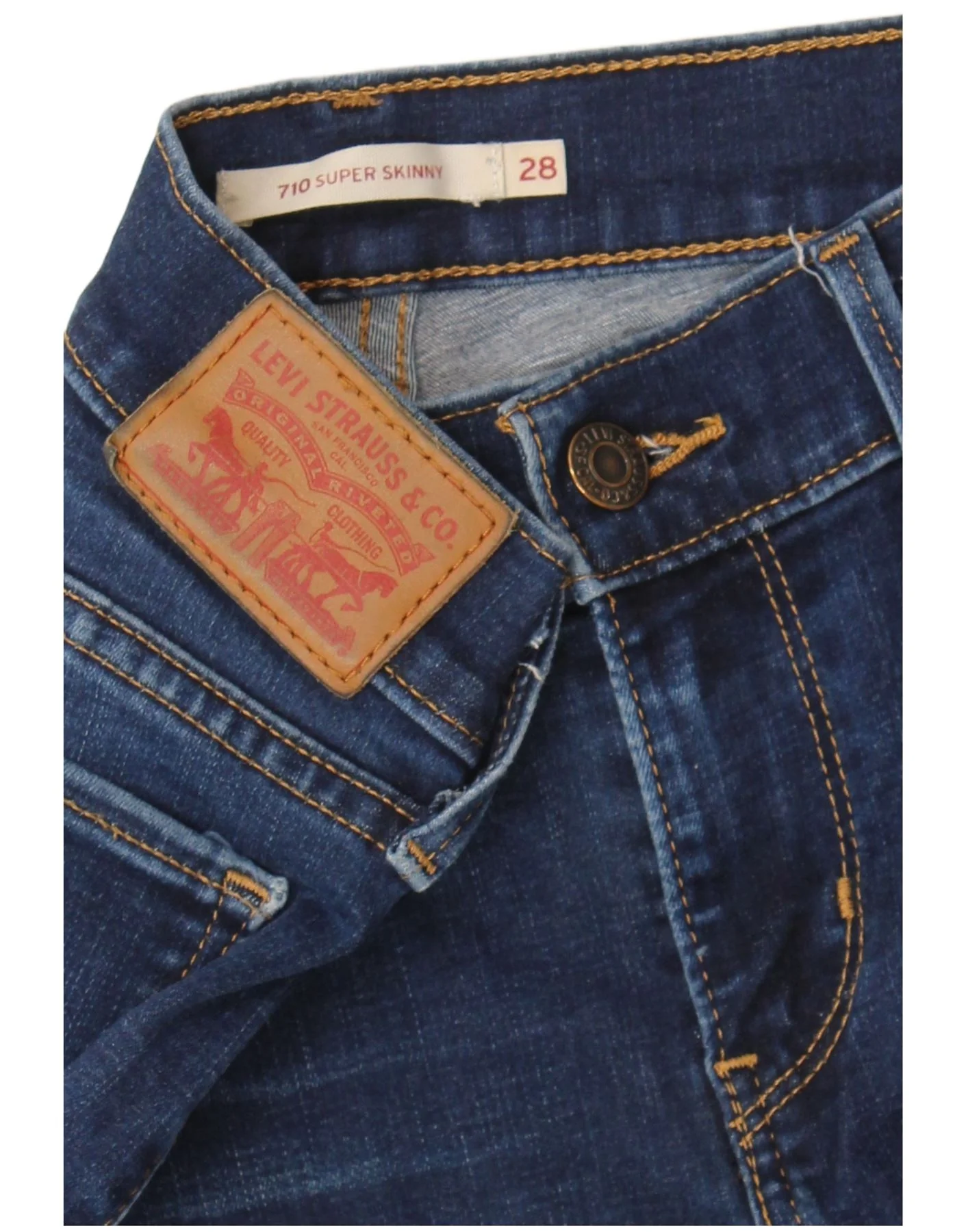 Levi's Womens 710 Super Skinny Jeans W28 L29 Navy Blue - Image 3
