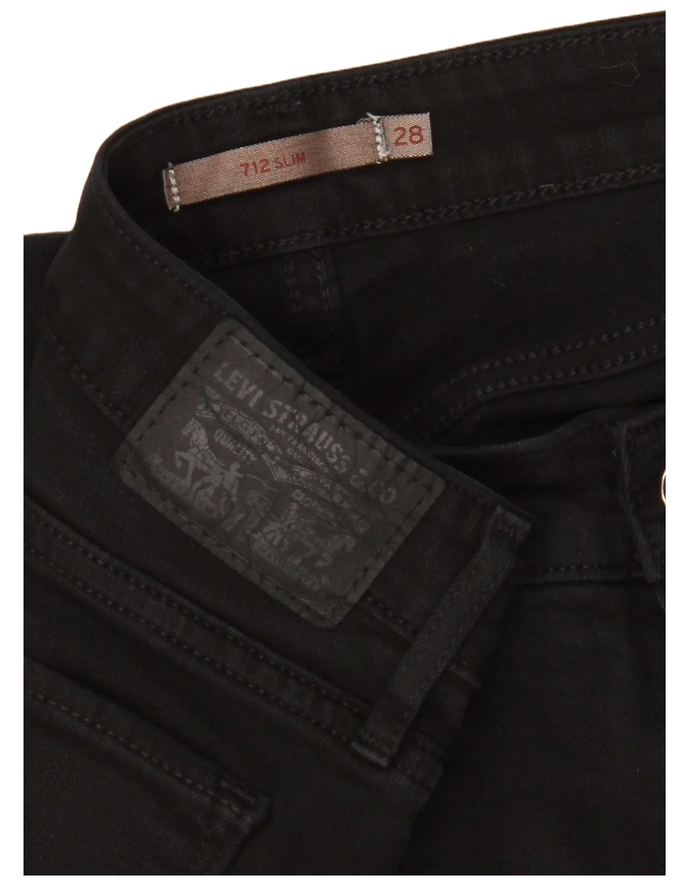 Levi's Womens 712 Crop Slim Jeans W28 L25 Black - Image 3