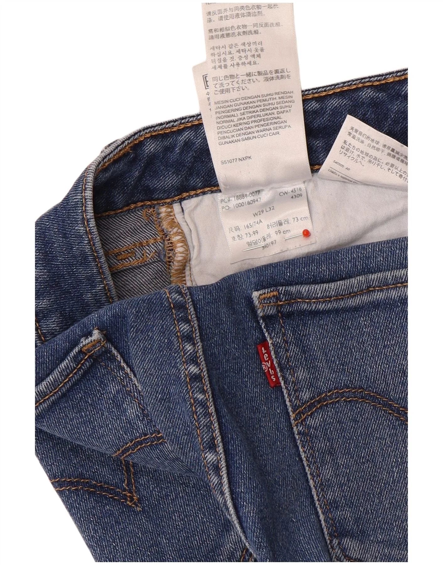 Levi's Womens 712 Slim Jeans W29 L32 Blue Cotton - Image 3