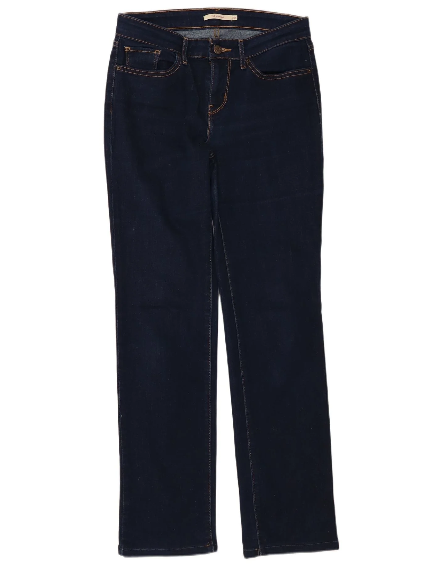 Levi's Womens 714 Straight Jeans W28 L30 Navy Blue Cotton