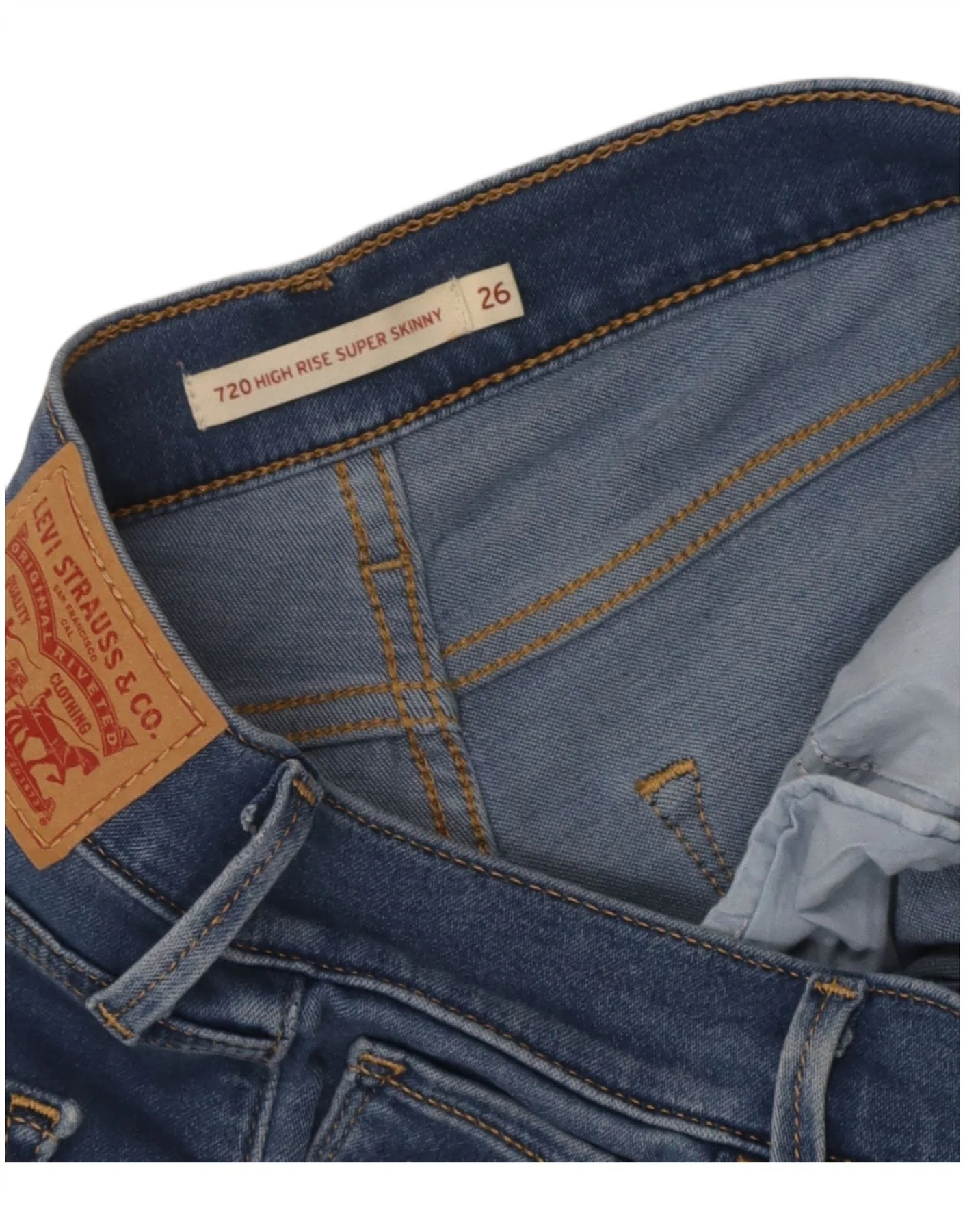 Levi's Womens 720 High Rise Super Skinny Jeans W26 L27 Blue - Image 3