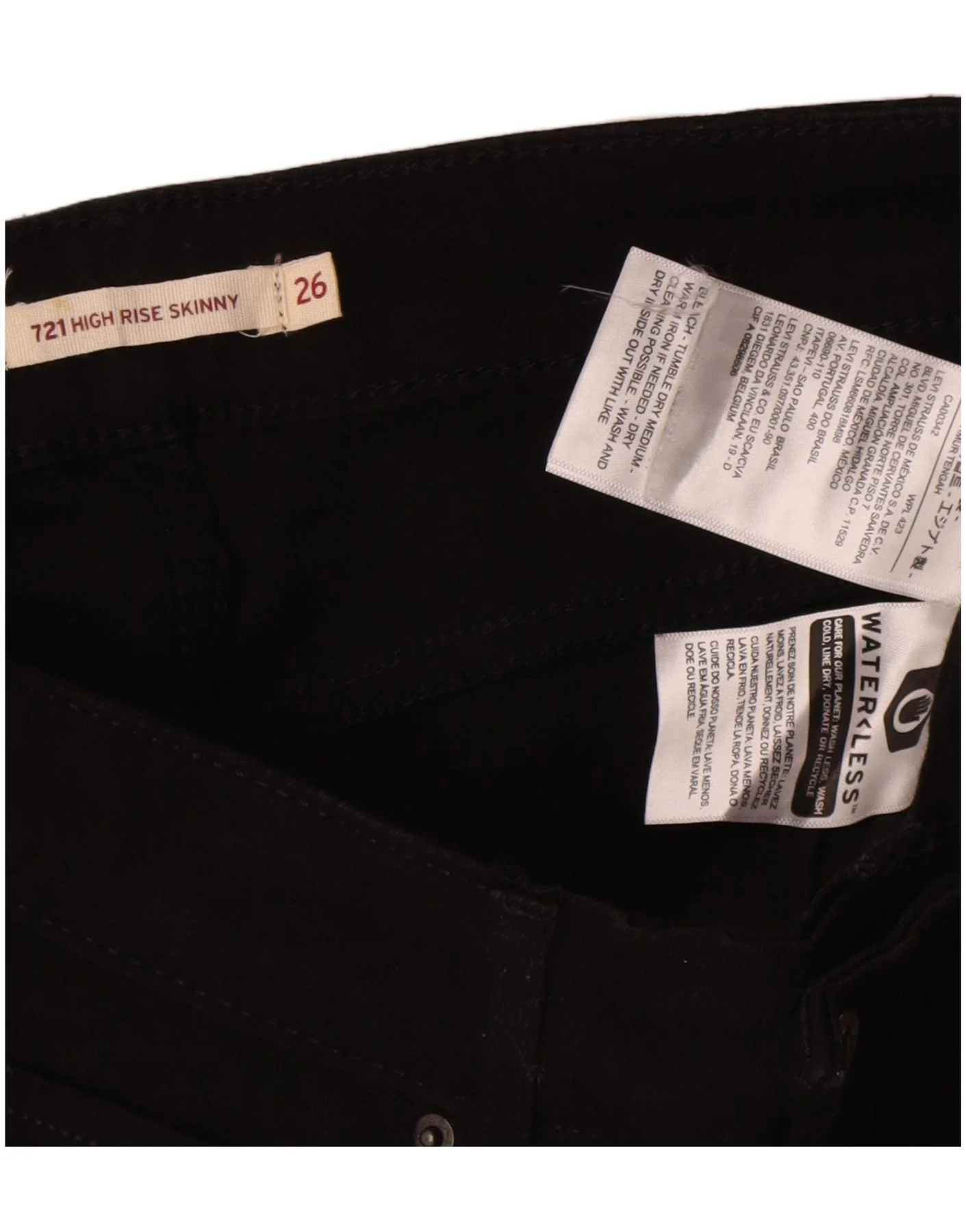 Levi's Womens 721 Capri High Rise Skinny Jeans W26 L21 Black Cotton - Image 3