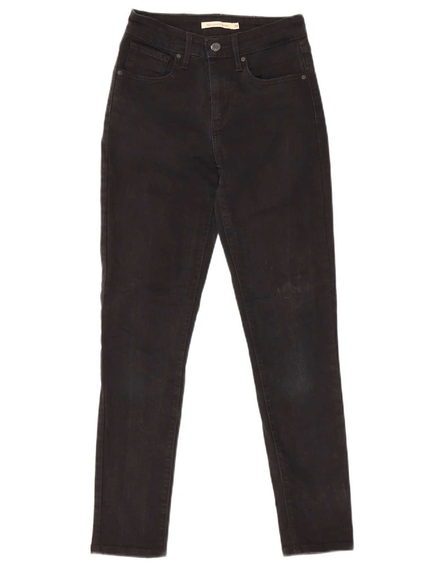 Levi's Womens 721 High Rise Skinny Jeans W24 L27 Black Cotton