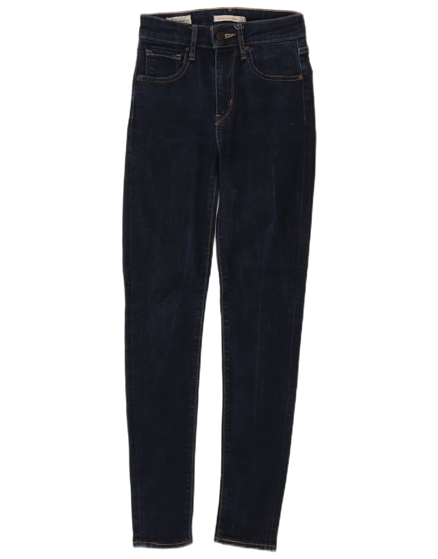 Levi's Womens 721 High Rise Skinny Jeans W24 L28 Navy Blue Lyocell