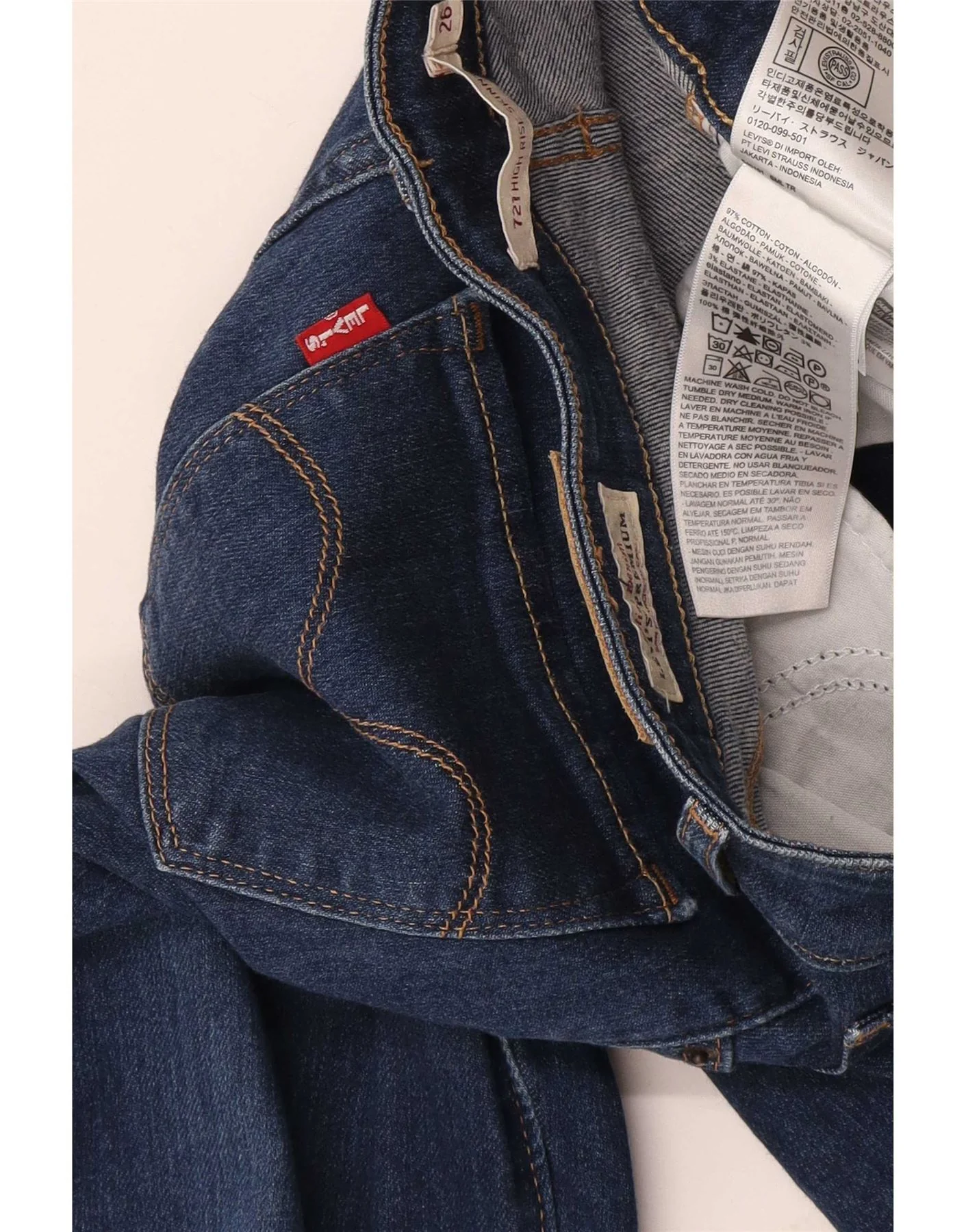 Levi's Womens 721 High Rise Skinny Jeans W26 L28 Blue Cotton - Image 3