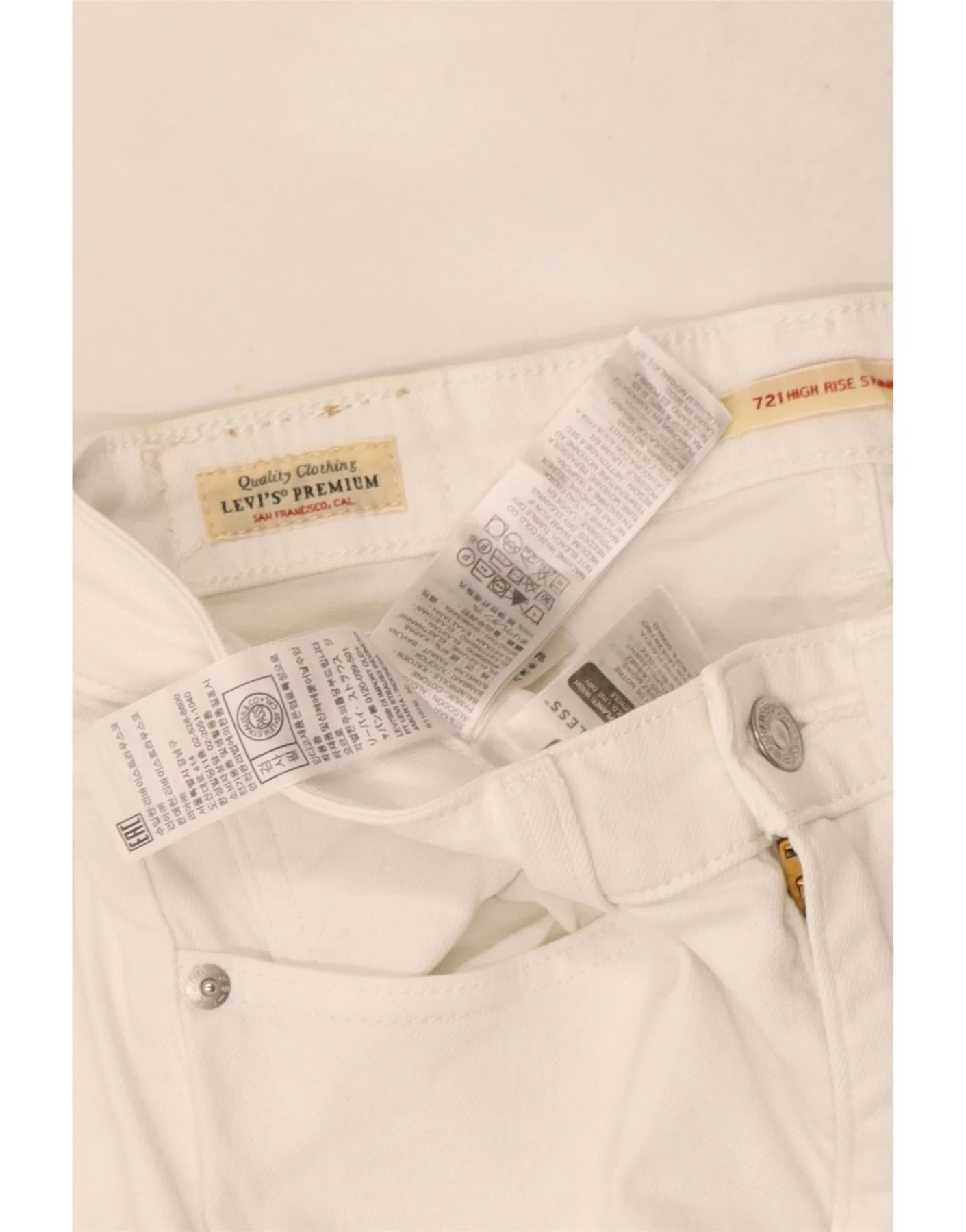 Levi's Womens 721 High Rise Skinny Jeans W26 L28 White Cotton - Image 3