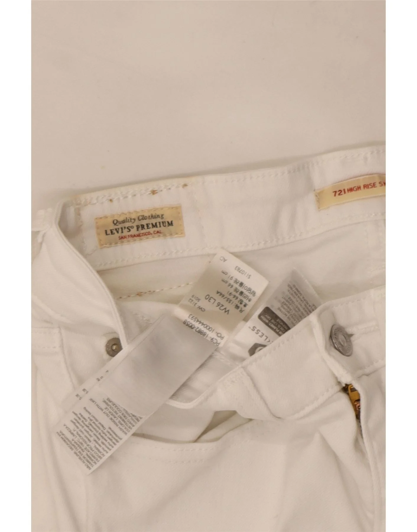 Levi's Womens 721 High Rise Skinny Jeans W26 L28 White Cotton - Image 4