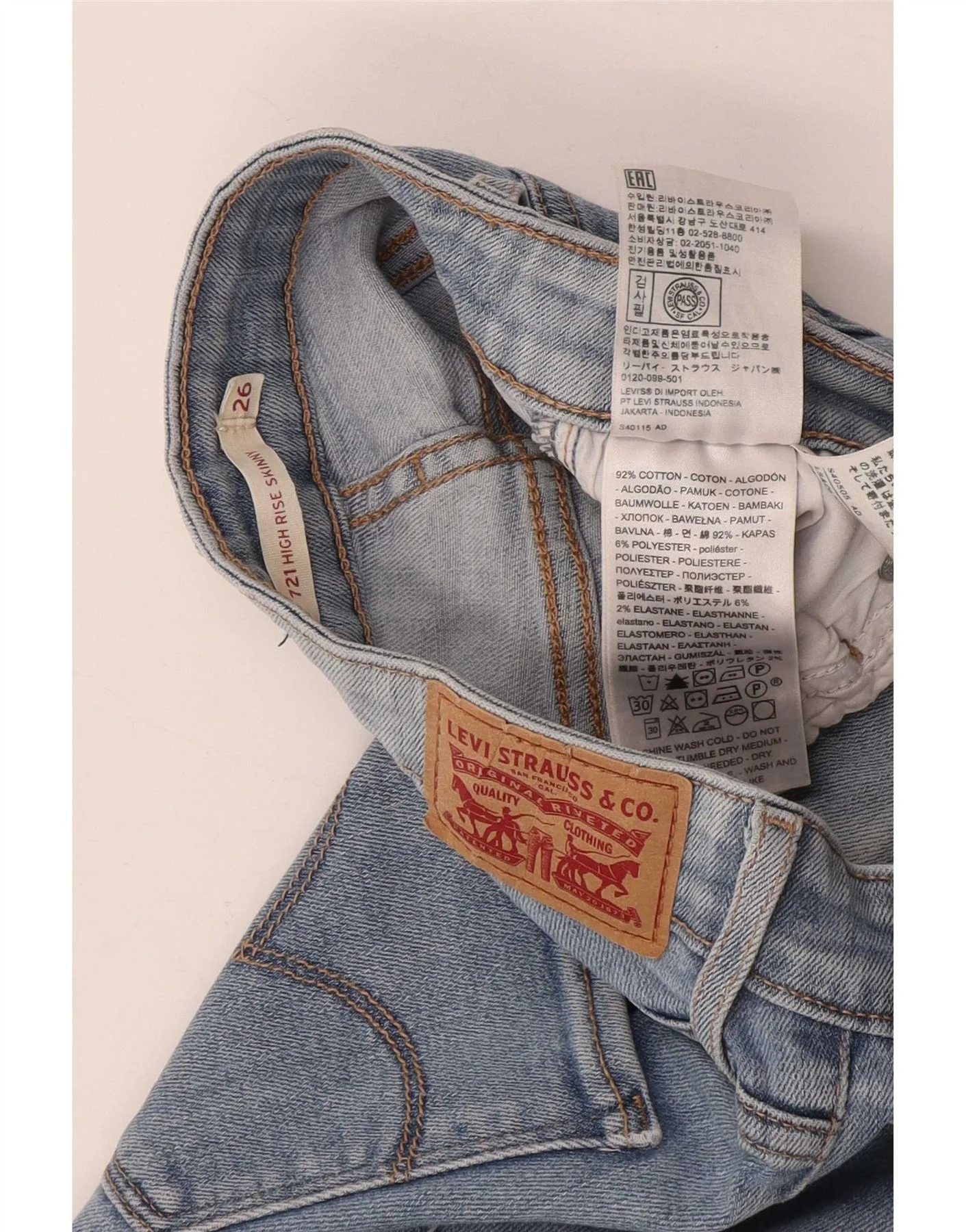 Levi's Womens 721 High Rise Skinny Jeans W26 L32 Blue Cotton - Image 3