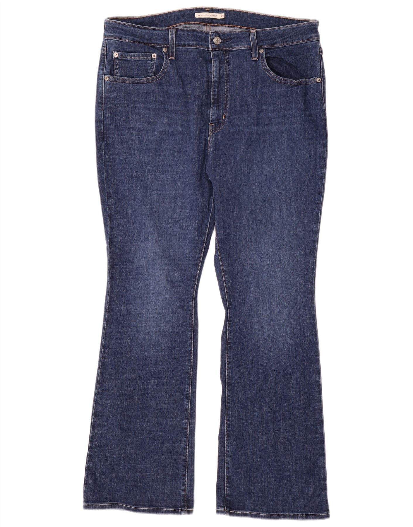 Levi's Womens 725 High Rise Bootcut Jeans W34 L30 Navy Blue Cotton