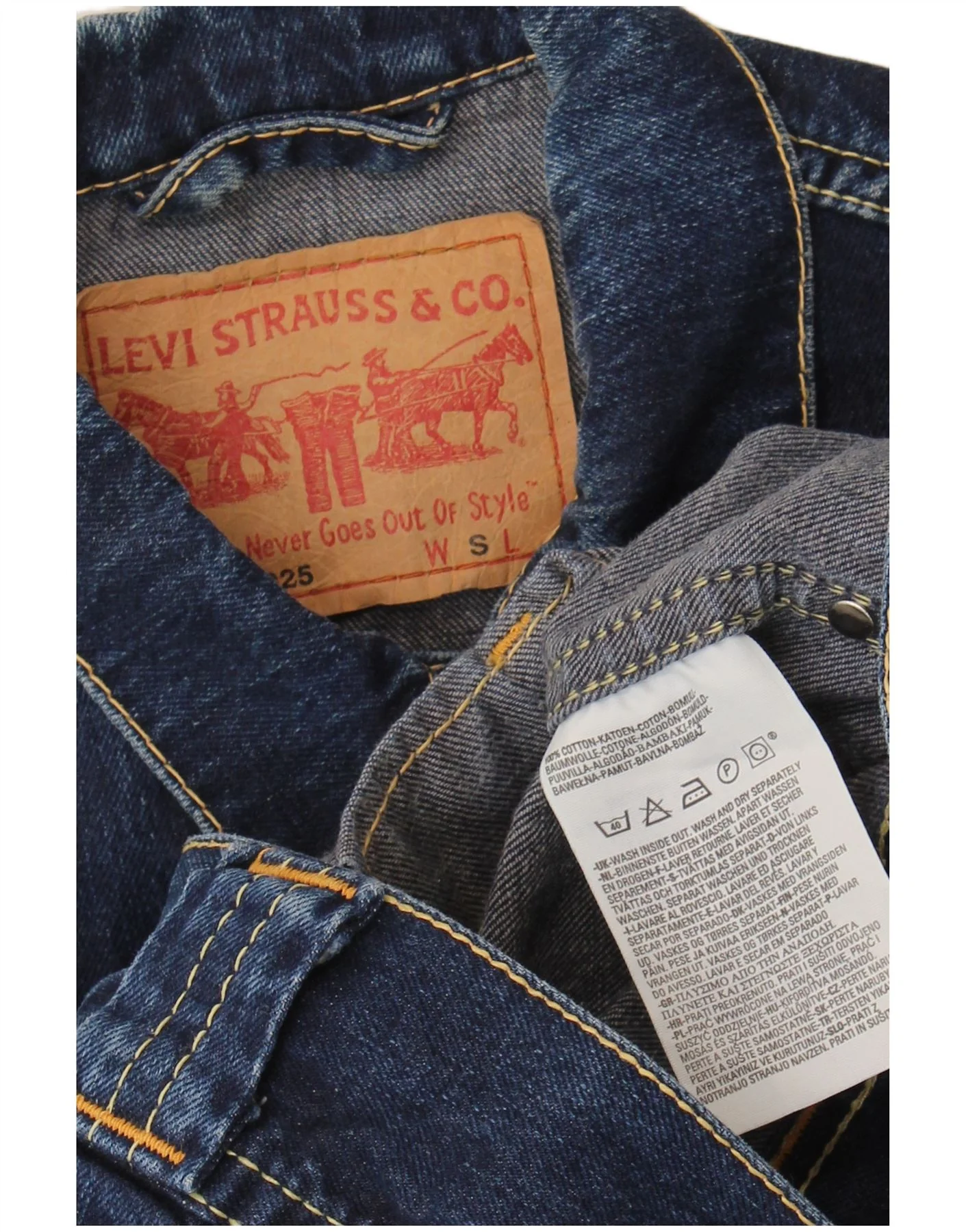 Levi's Womens Crop Denim Jacket UK 10 Small Blue Cotton - Image 3