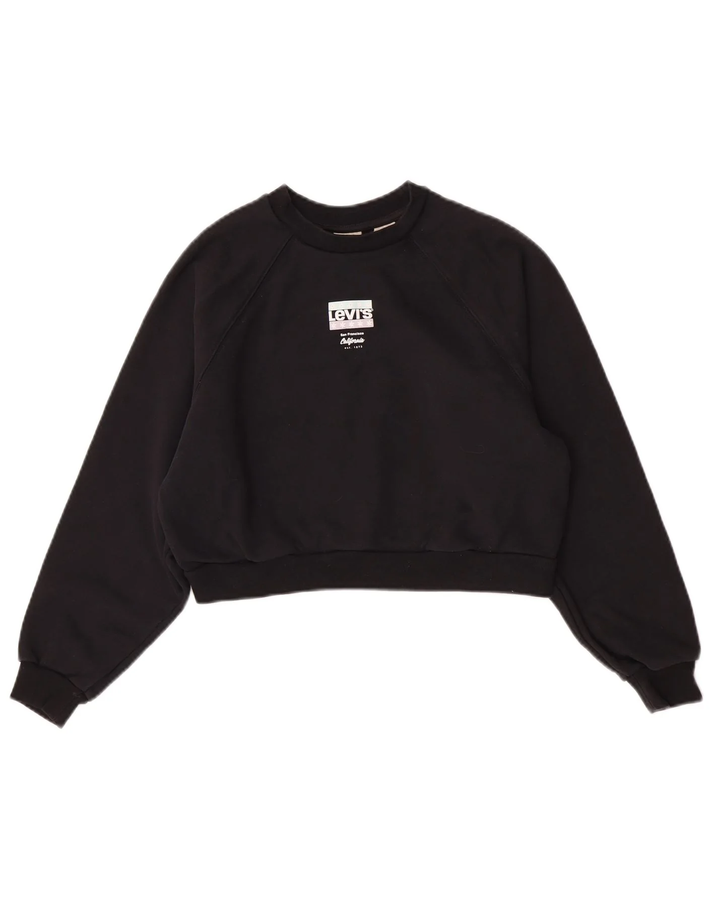 Levi's Womens Crop Oversized Sweatshirt Jumper UK 6 XS Black Cotton