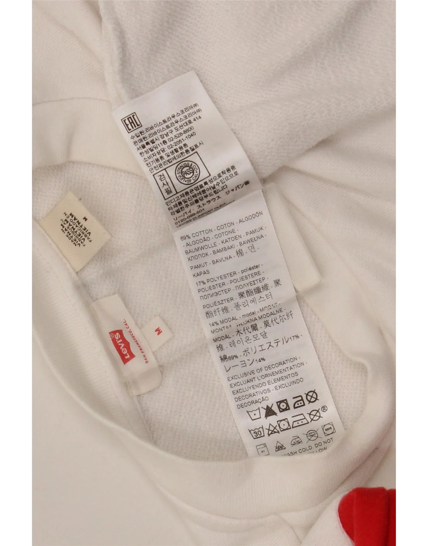 Levi's Womens Crop Sweatshirt Jumper UK 14 Medium White Colourblock - Image 3