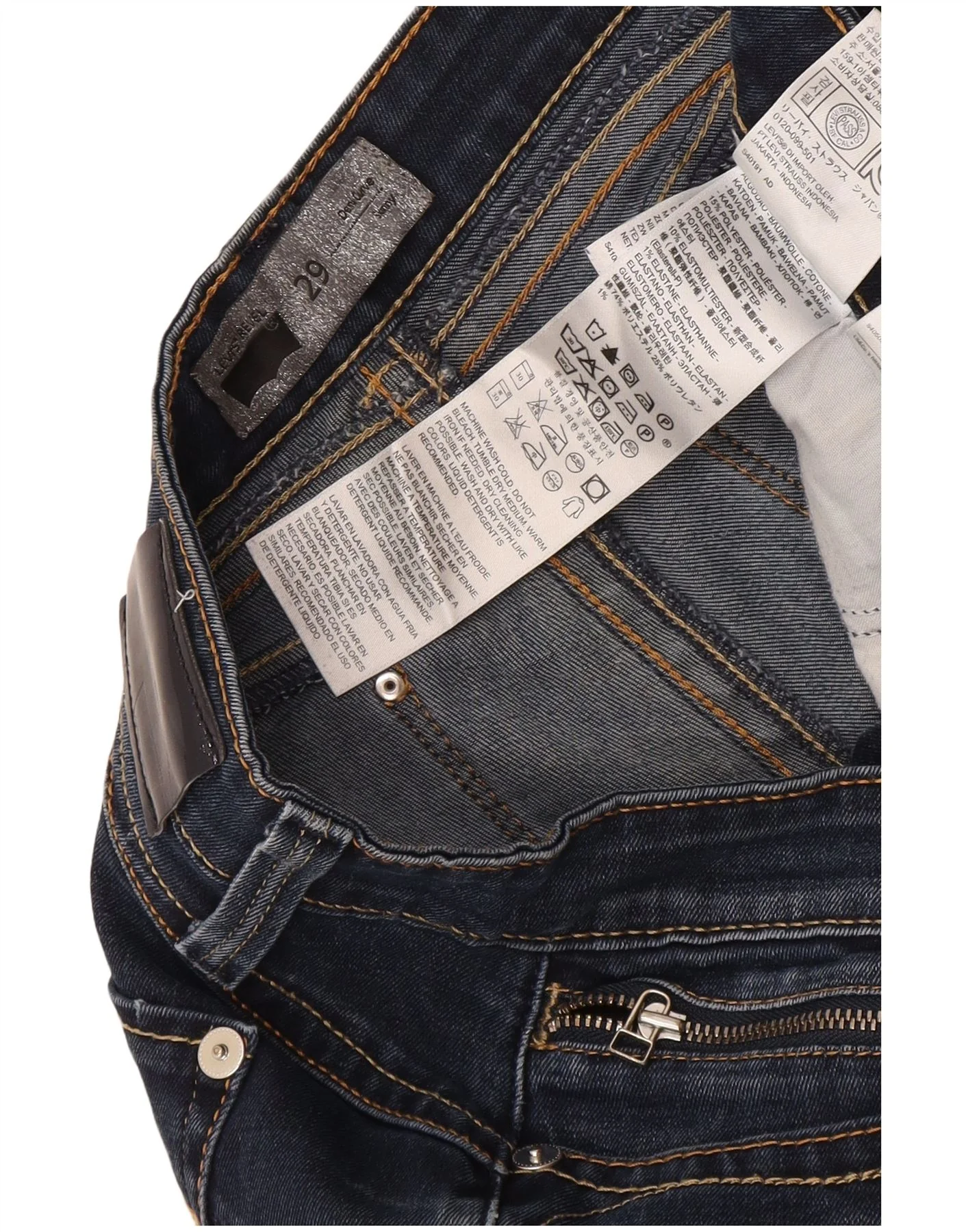 Levi's Womens Demi Curve Skinny Jeans W29 L34 Navy Blue Cotton - Image 3
