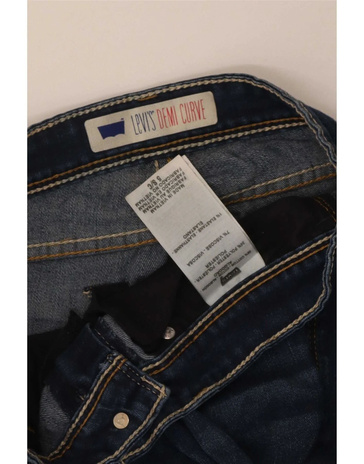 Levi's Womens Demi Curve Slim Jeans W28 L27 Navy Blue Cotton - Image 3
