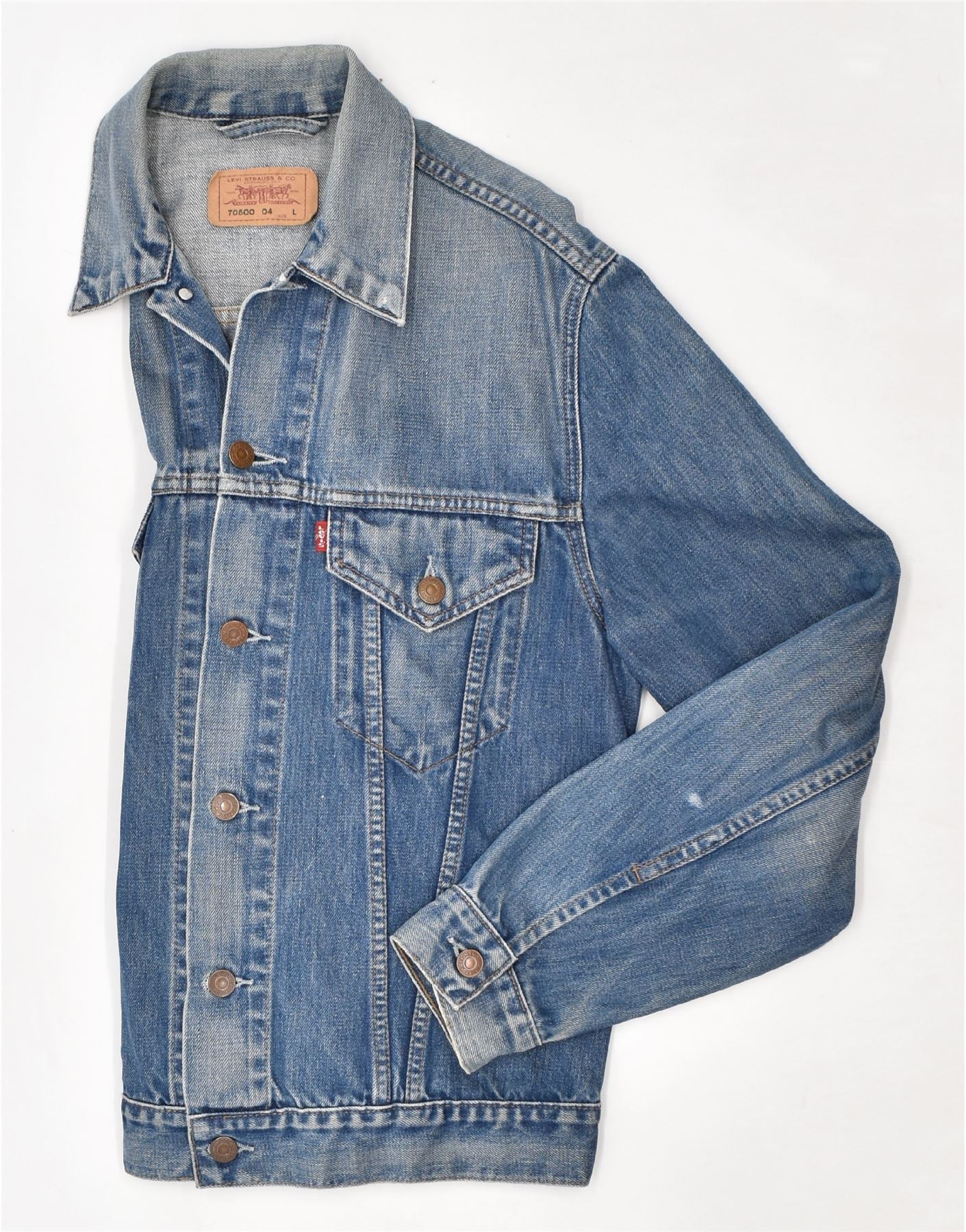 LEVI'S Womens Denim Jacket UK 14 Large Blue Cotton - Image 3