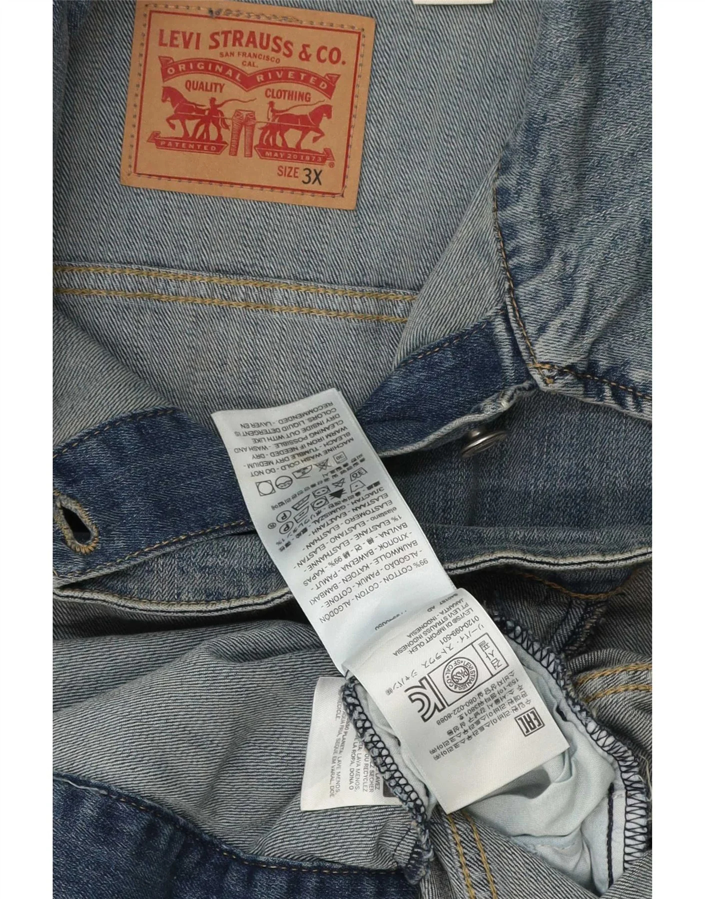 Levi's Womens Denim Jacket UK 22 3XL Blue Cotton Classic - Image 3