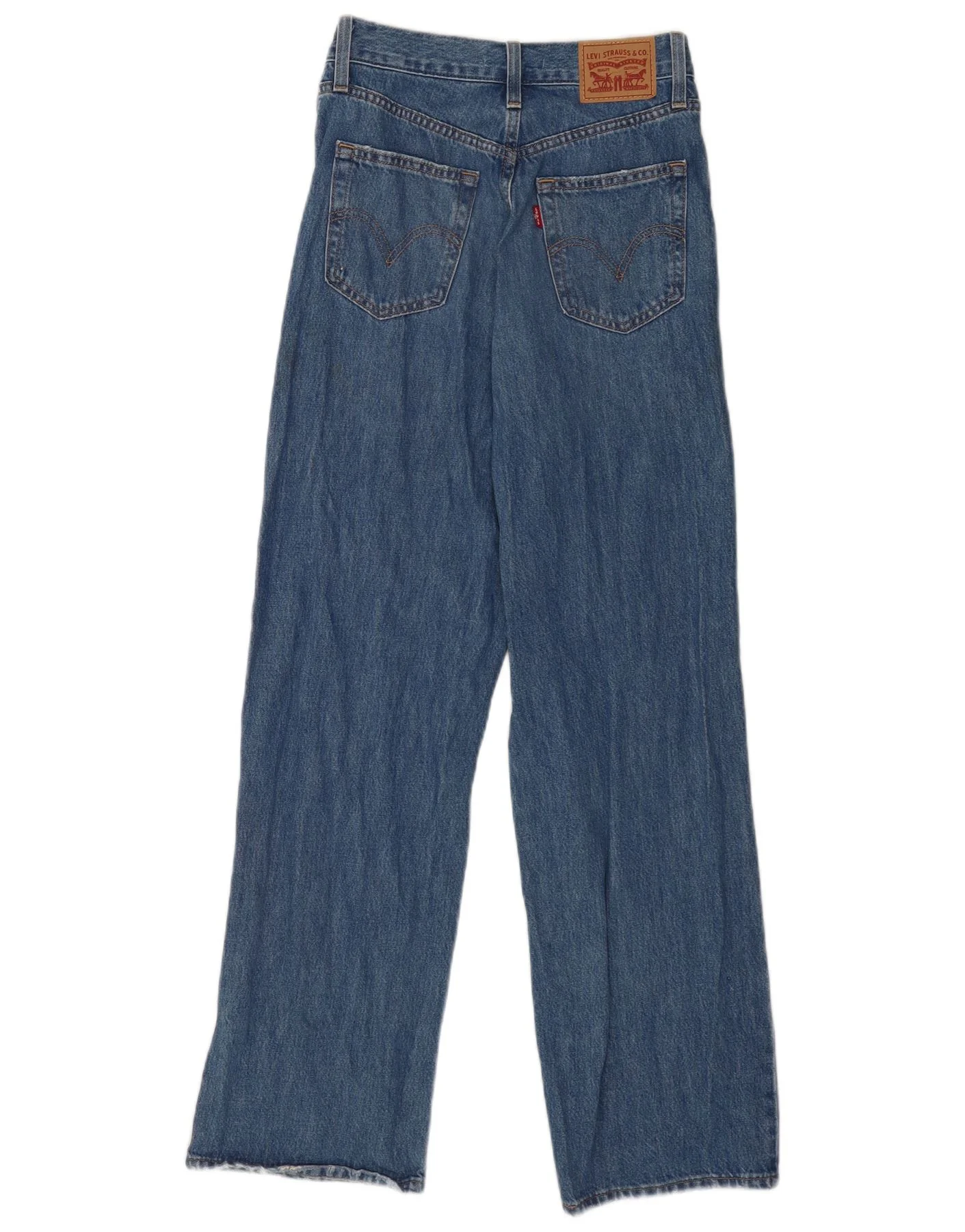 Levi's Womens Distressed High Rise Straight Jeans W26 L31 Blue Cotton - Image 2