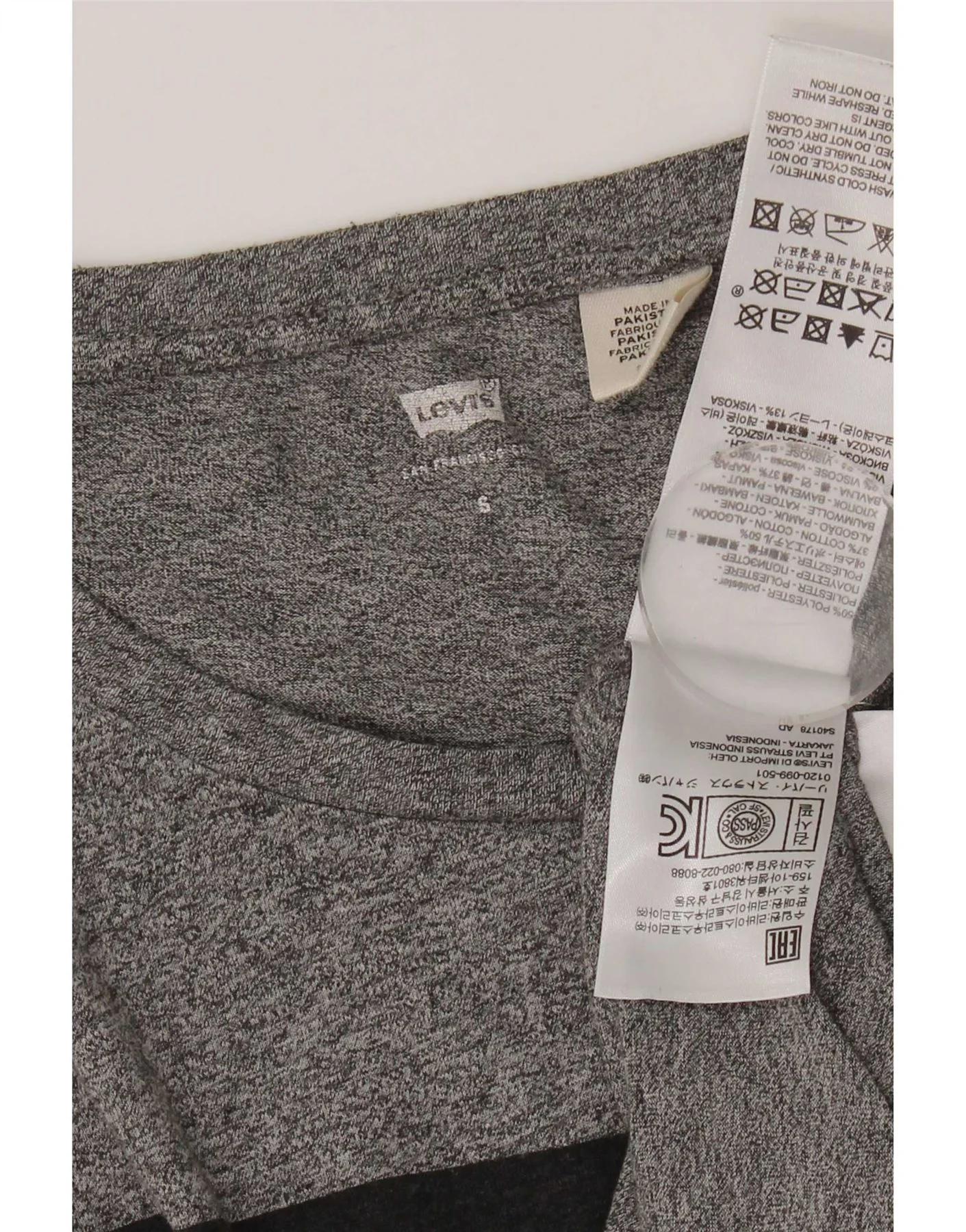Levi's Womens Graphic T-Shirt Top UK 10 Small Grey Flecked Polyester - Image 3