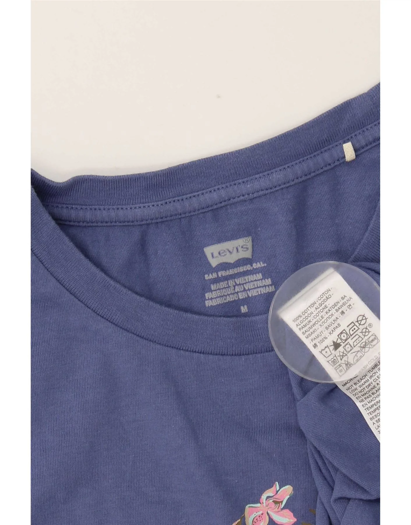 Levi's Womens Graphic T-Shirt Top UK 12 Medium Blue Cotton - Image 3