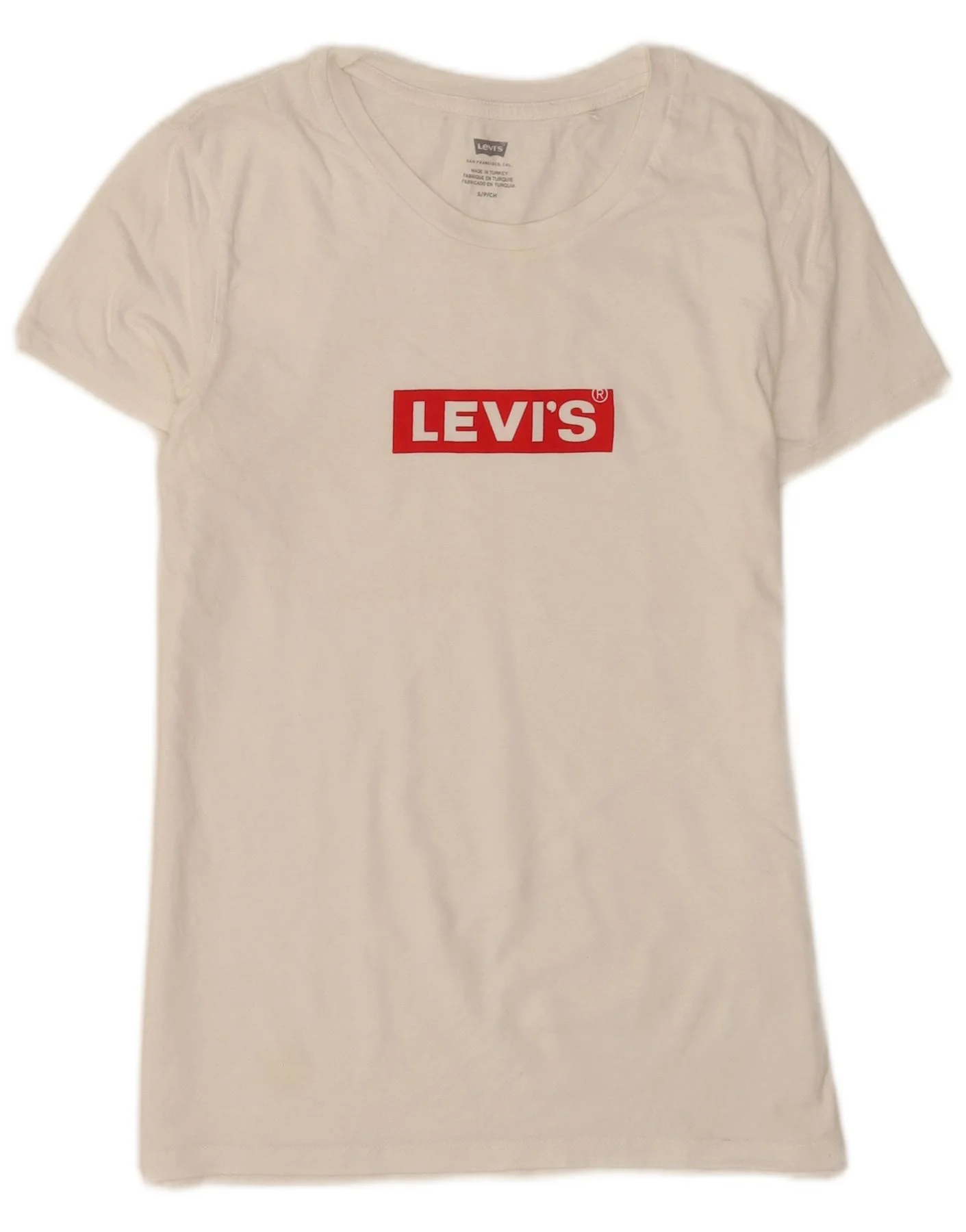 Levi's Womens Graphic T-Shirt Top UK 8 Small White Cotton