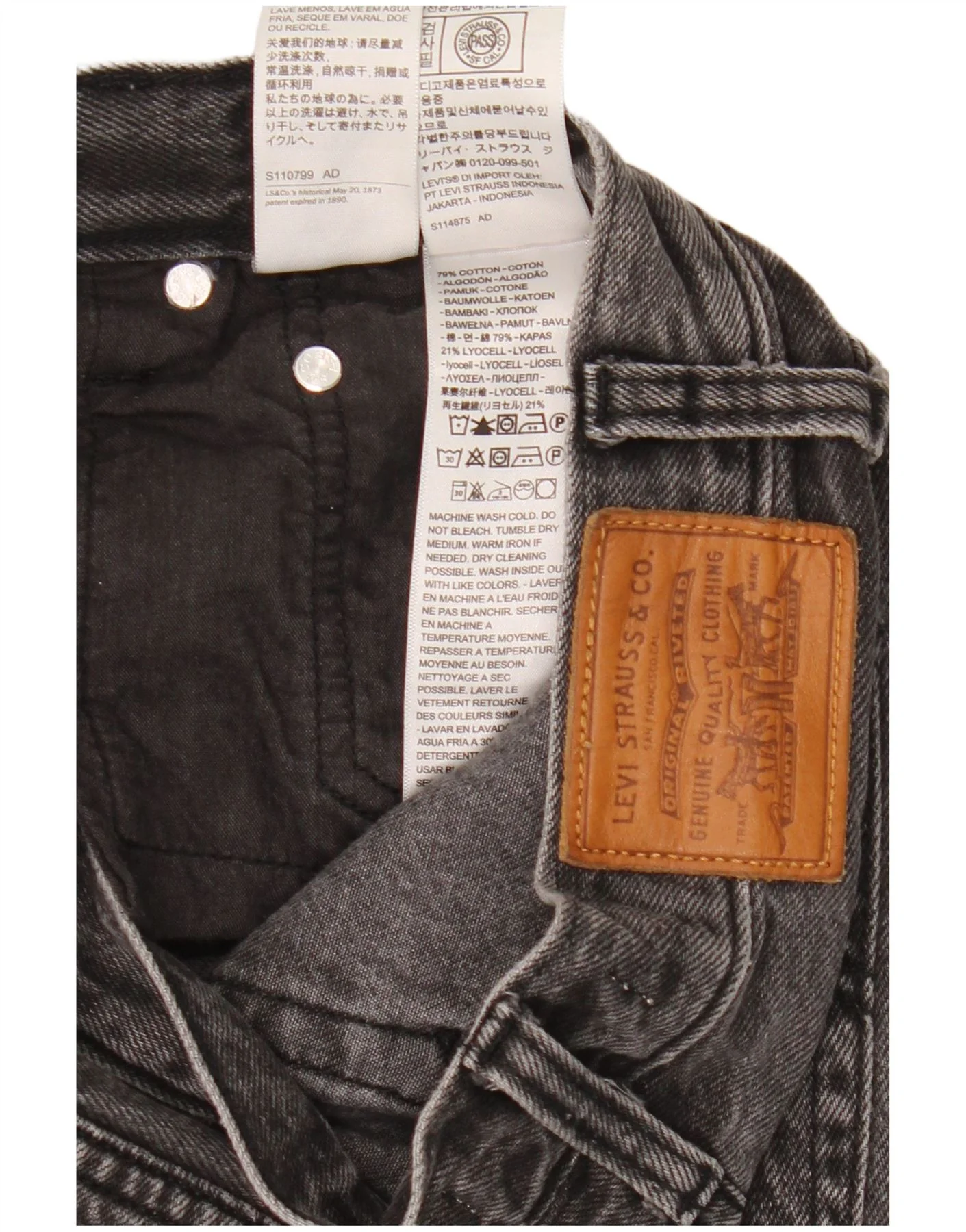 Levi's Womens High Rise Tapered Jeans W25 L27 Black Cotton - Image 4