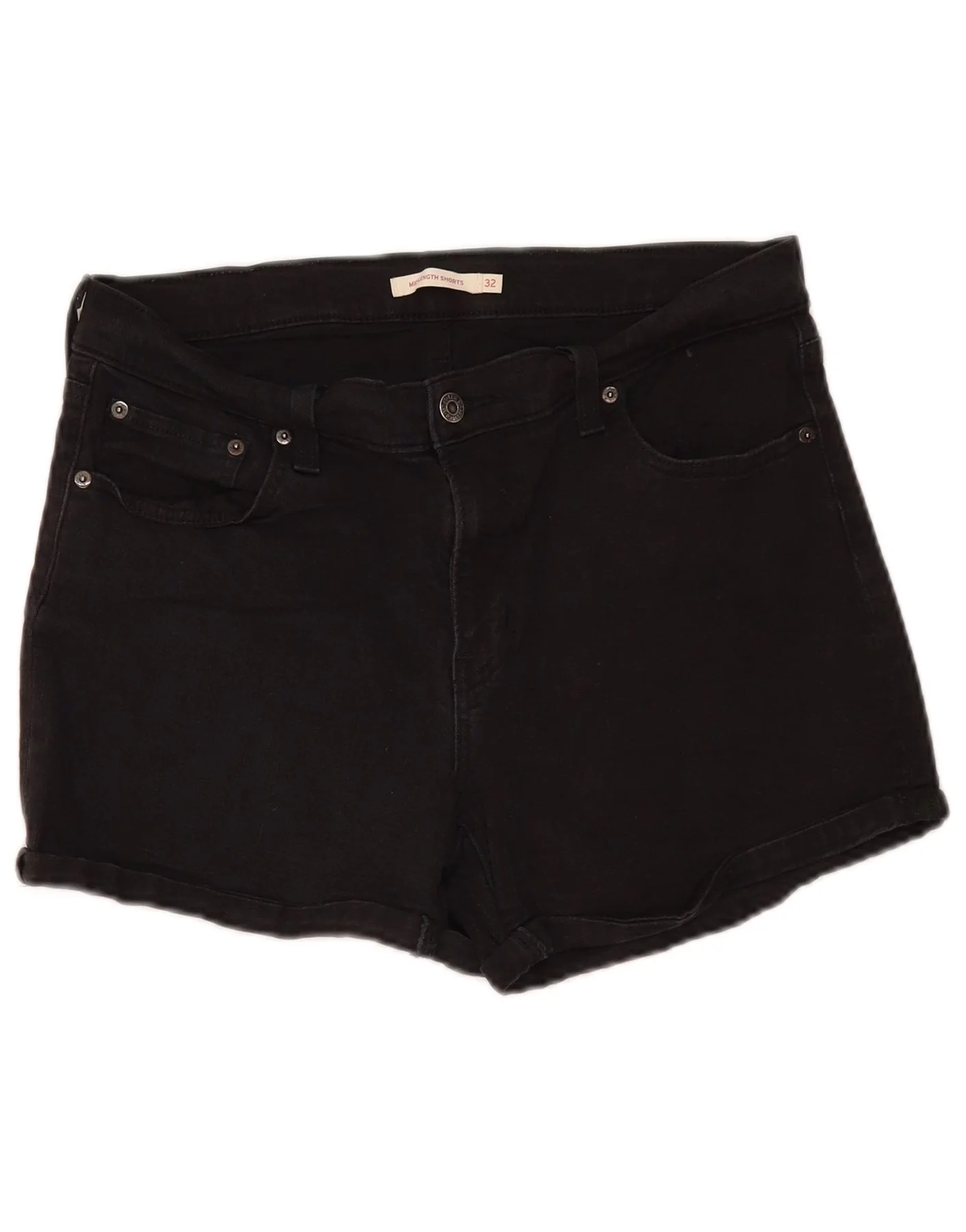 Levi's Womens Mid Rise Denim Shorts W32 Large Black Cotton