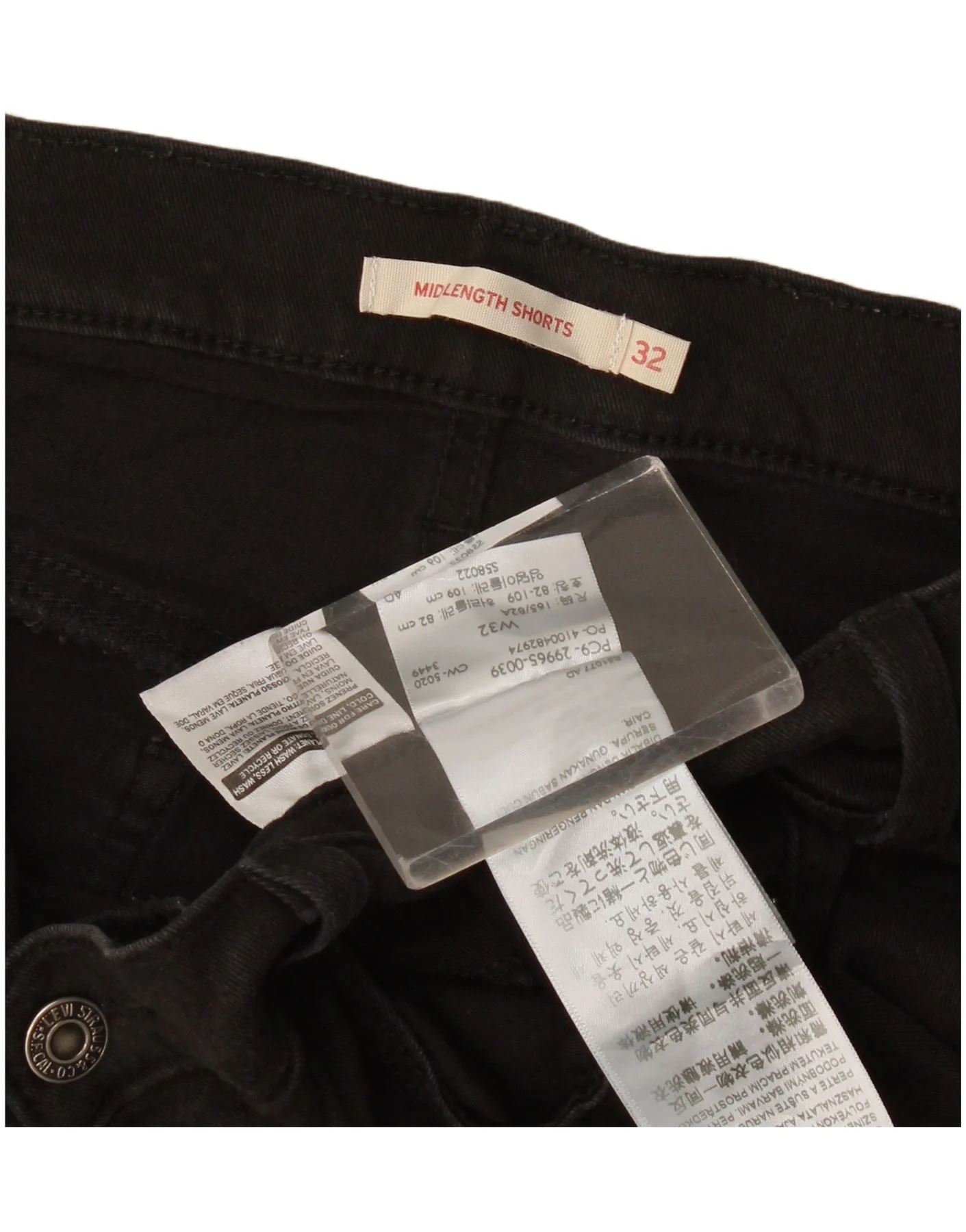 Levi's Womens Mid Rise Denim Shorts W32 Large Black Cotton - Image 3