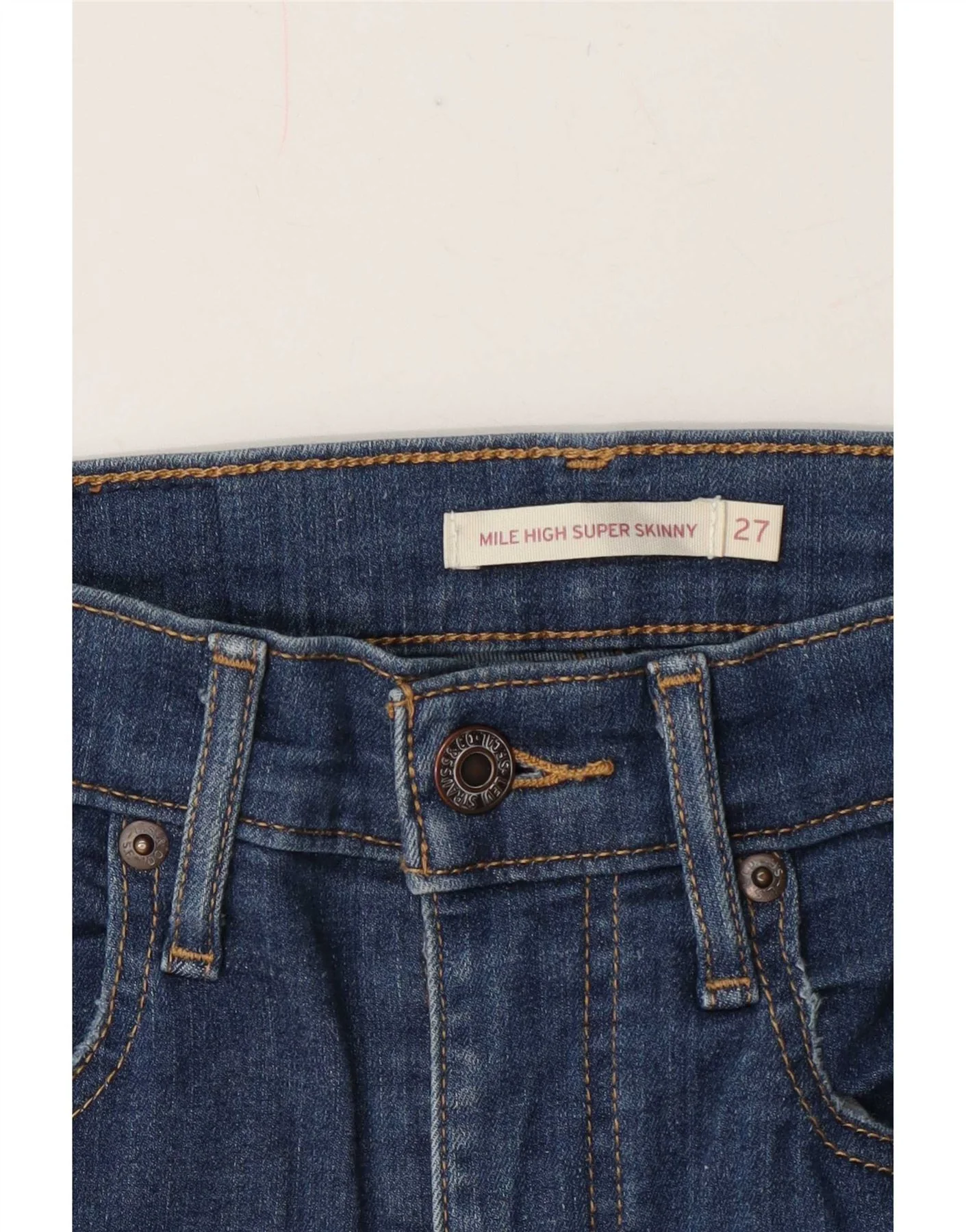 Levi's Womens Mile High Super Skinny Jeans W27 L27 Blue - Image 3