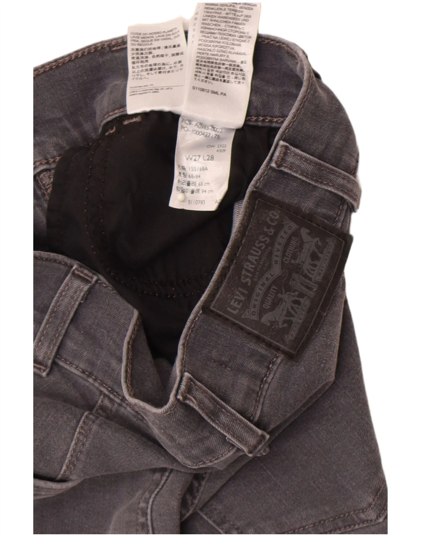 Levi's Womens Mile High Super Skinny Jeans W27 L28 Grey Cotton - Image 4