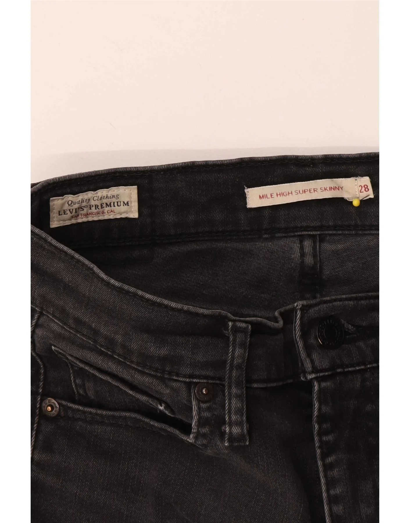 Levi's Womens Mile High Super Skinny Jeans W28 L32 Black - Image 3