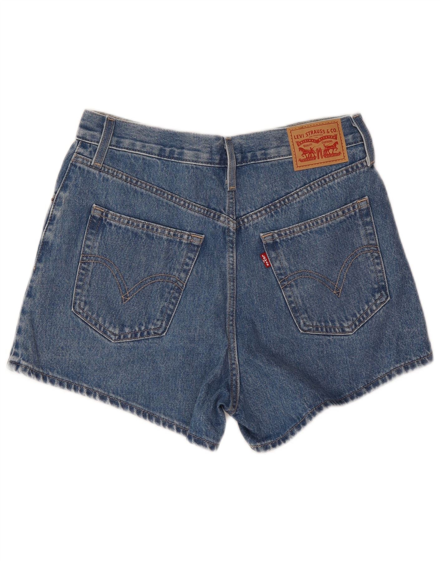 Levi's Womens Mom High Waist Denim Shorts W28 Medium Blue Cotton - Image 2