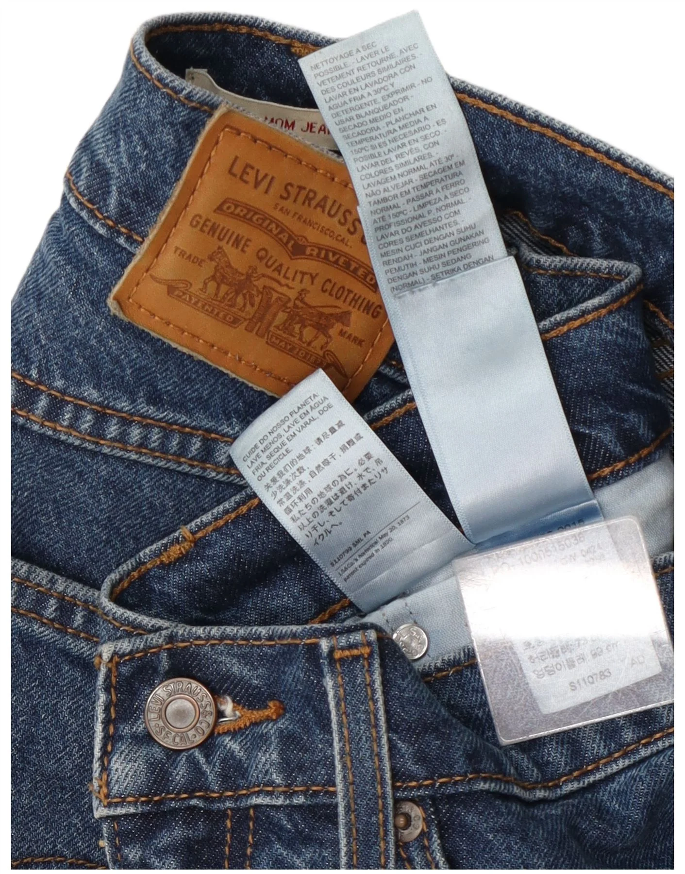 Levi's Womens Mom High Waist Tapered Jeans W29 L30 Blue Cotton 80s - Image 3
